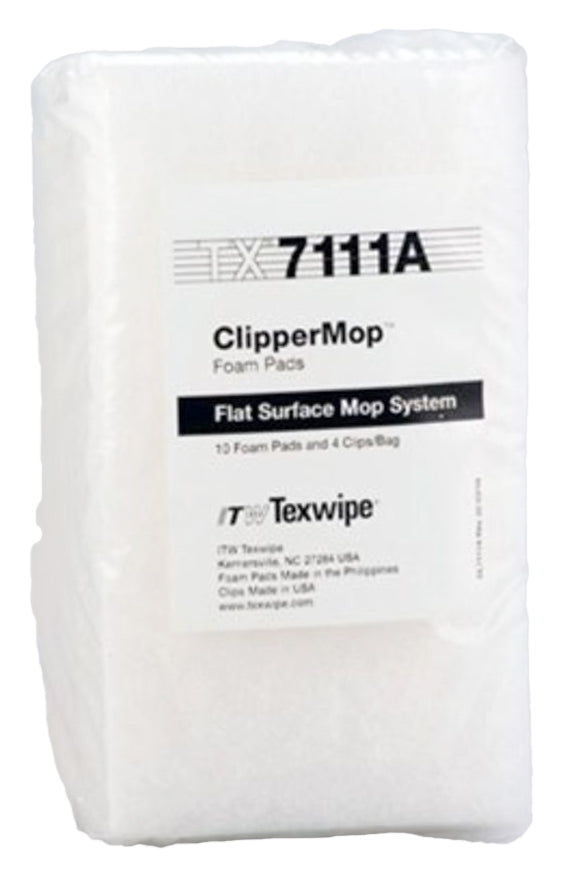 Texwipe ClipperMop White Foam Cleanroom Mop Pad Kit 4 x 7 Inch