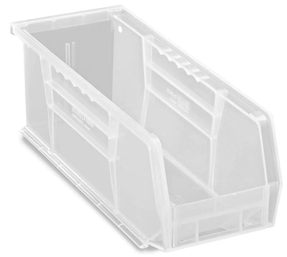 Uline Clear Plastic Stackable Storage Bins