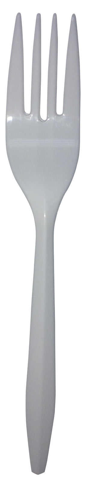 Empress Medium Weight White Plastic Forks - Unwrapped Bulk