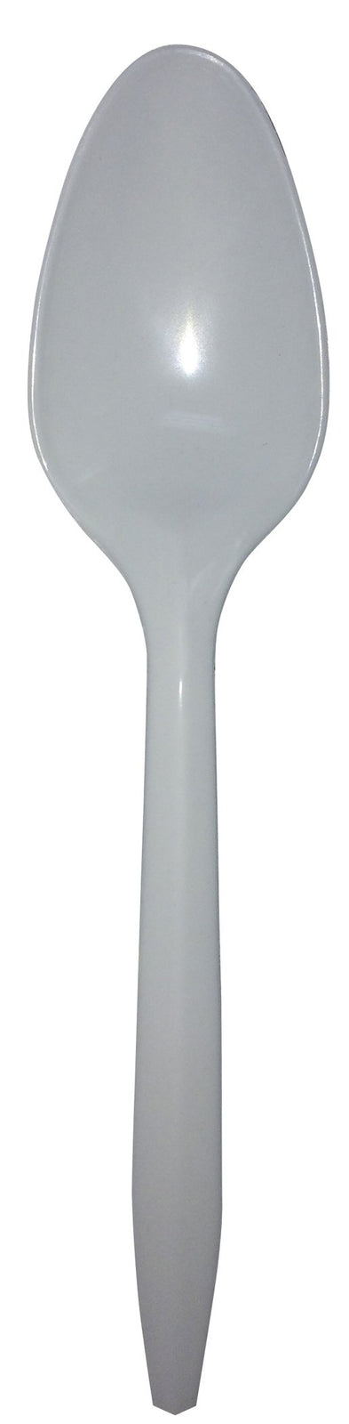 Empress Medium Weight White Plastic Teaspoon - Unwrapped Bulk