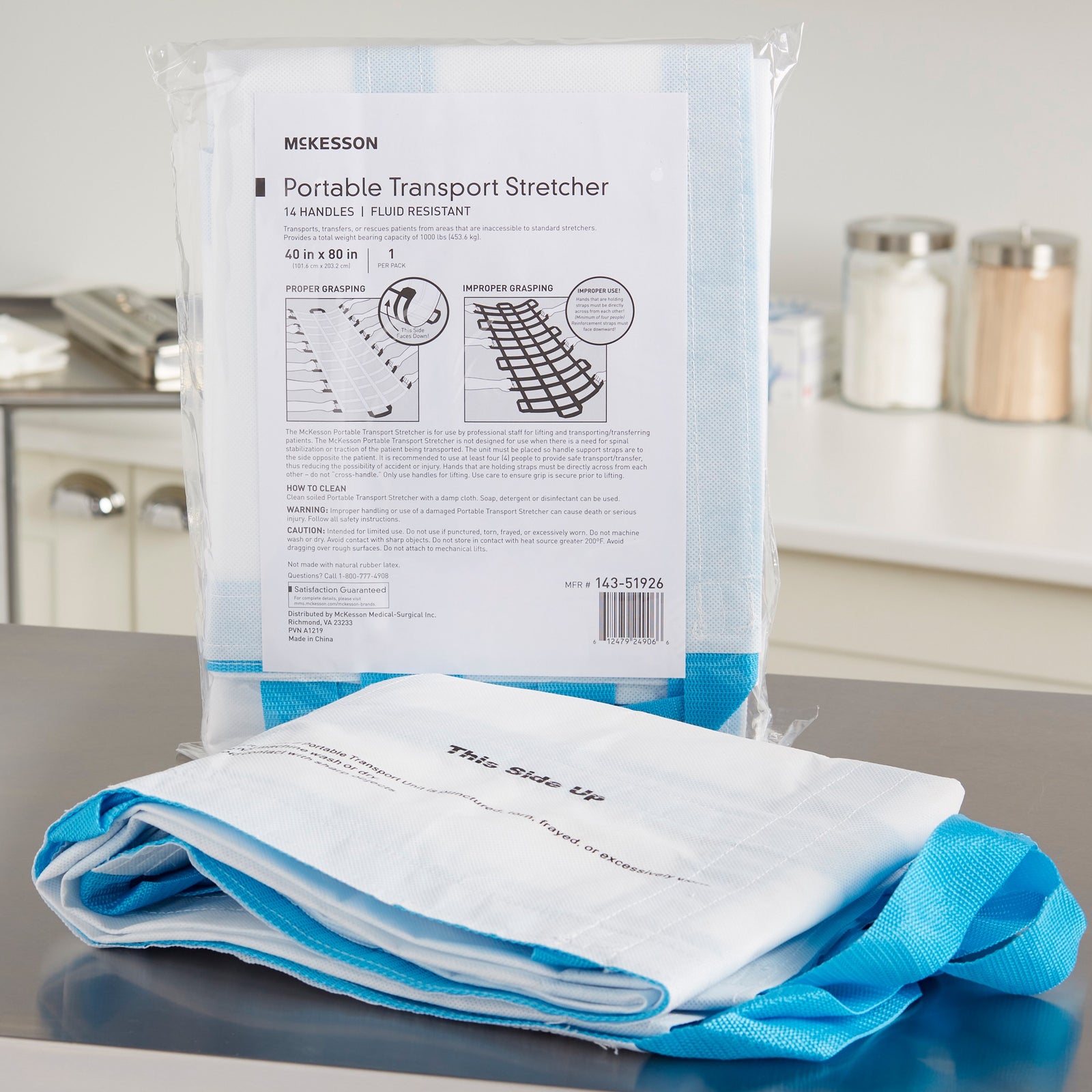 McKesson Transfer Sheet White 40 x 80 Inch with 14 Handles