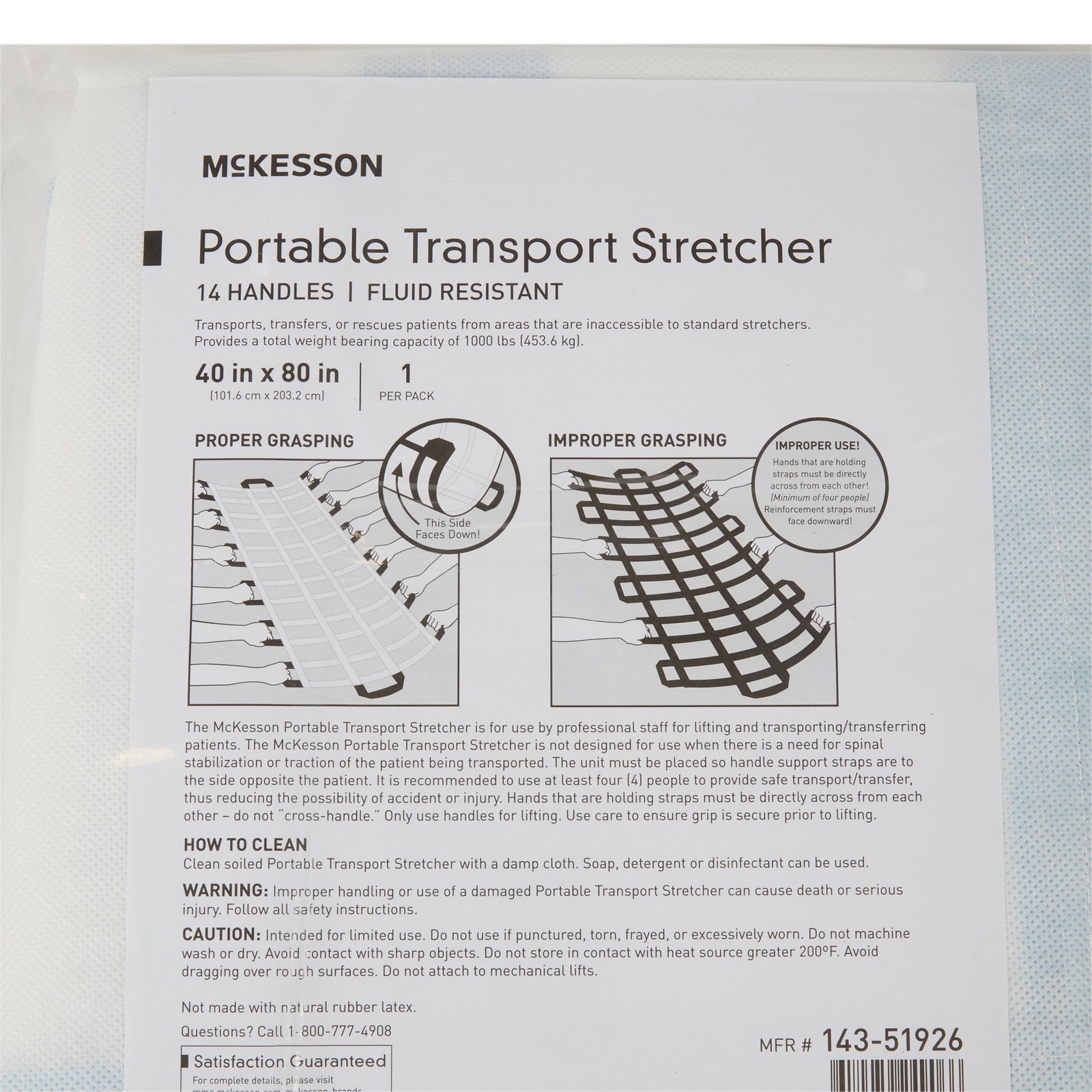 McKesson Transfer Sheet White 40 x 80 Inch with 14 Handles