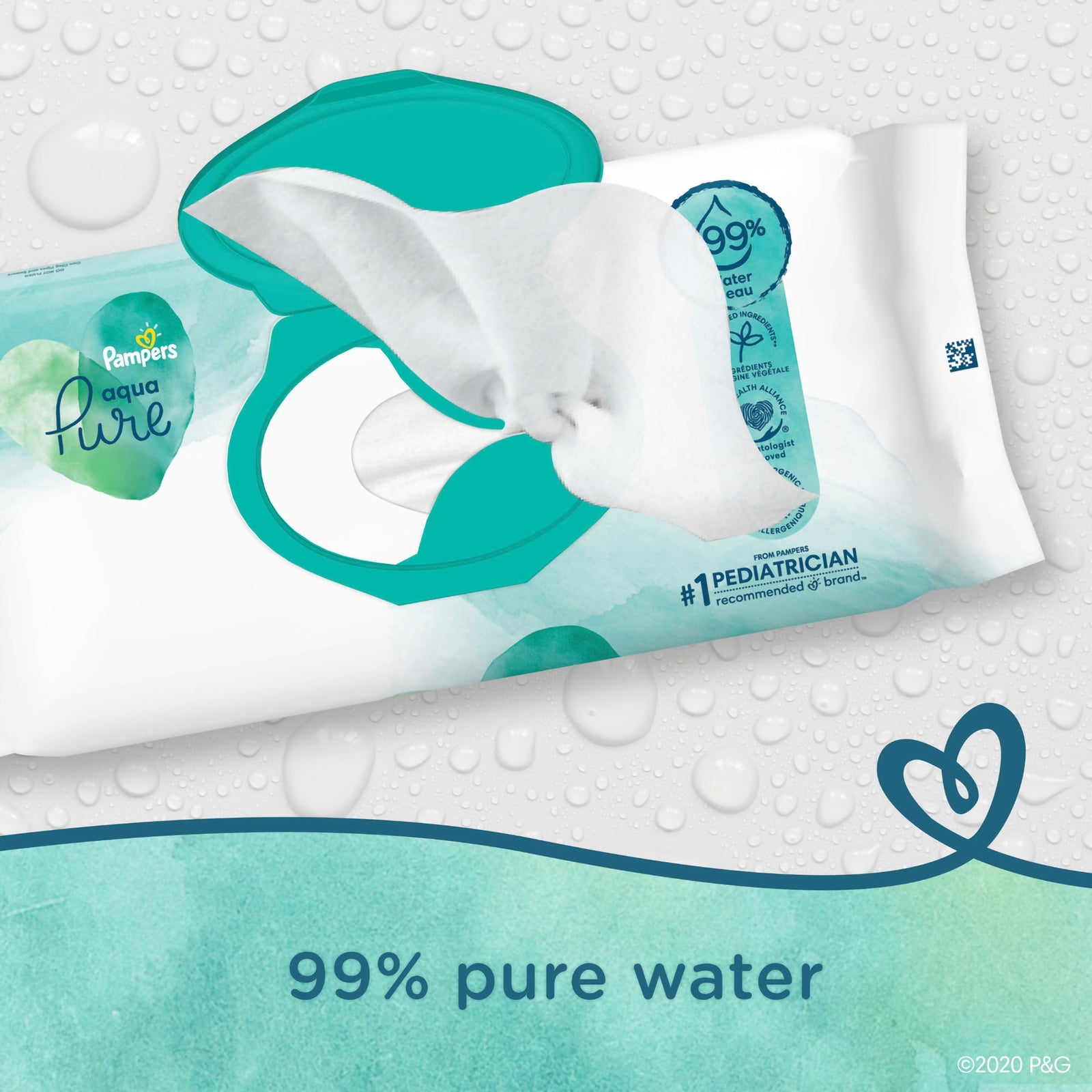 Pampers Aqua Pure Baby Wipes Soft Pack Unscented