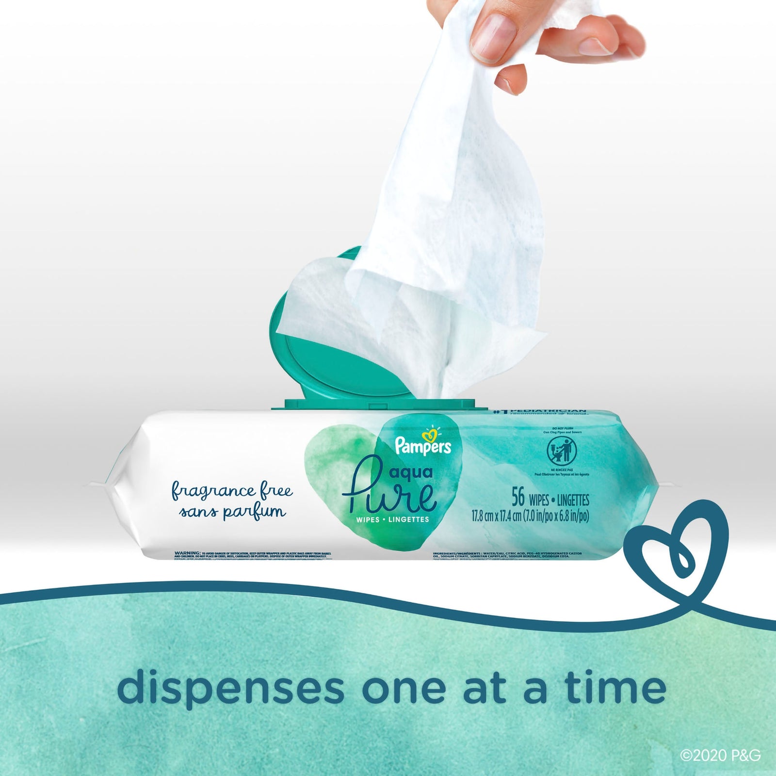Pampers Aqua Pure Baby Wipes Soft Pack Unscented