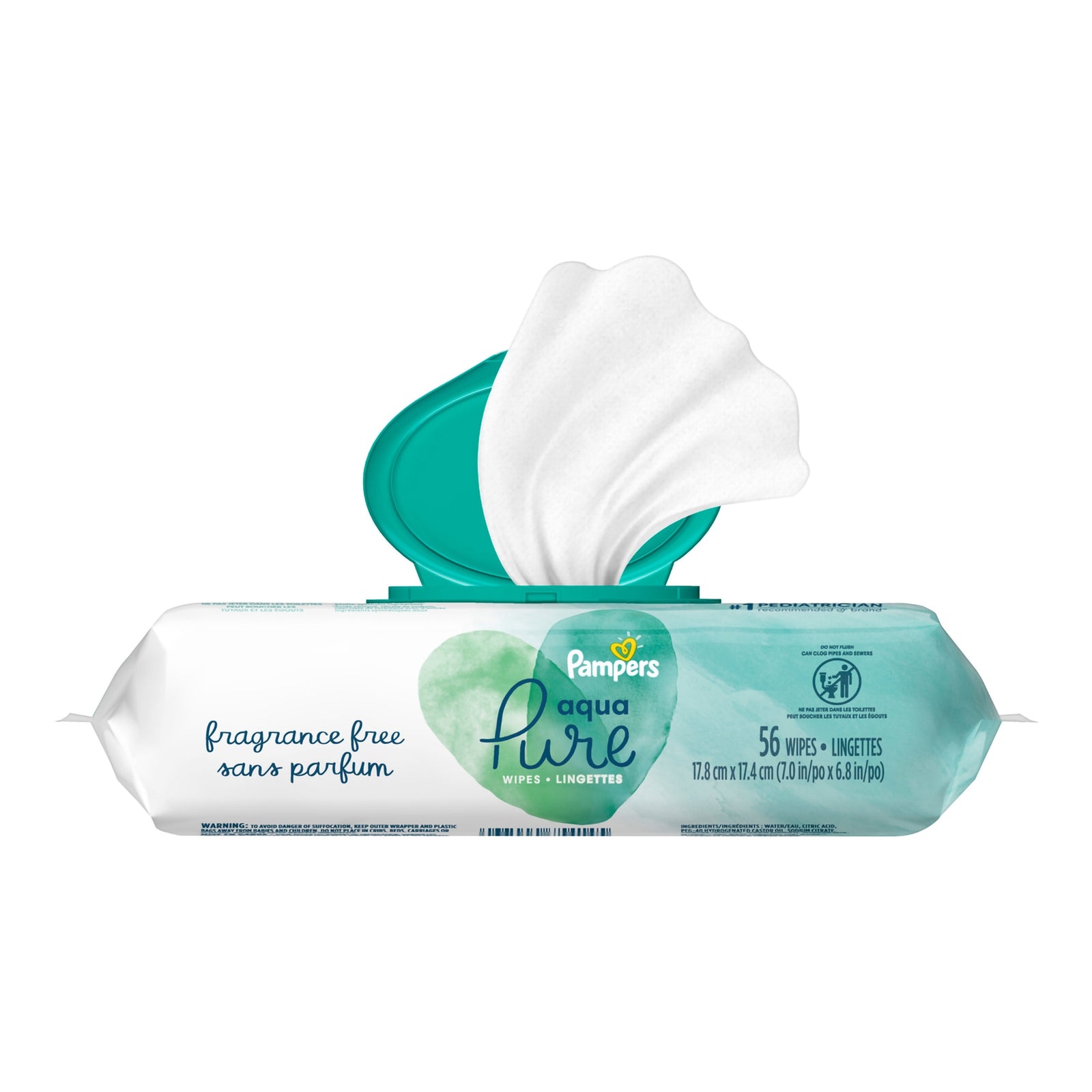 Pampers Aqua Pure Baby Wipes Soft Pack Unscented