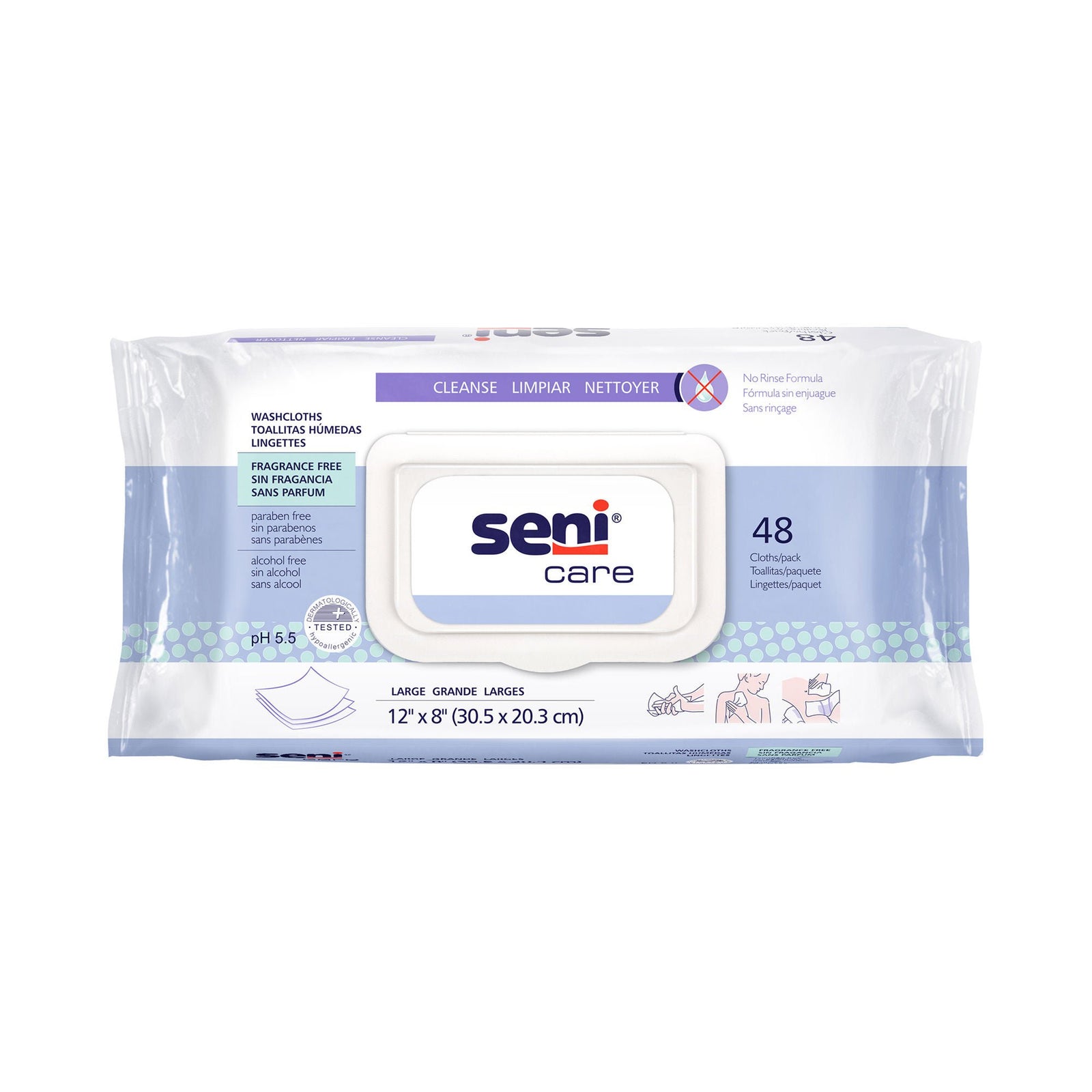 Seni Unscented Perineal Washcloths, 12 x 8 Inch