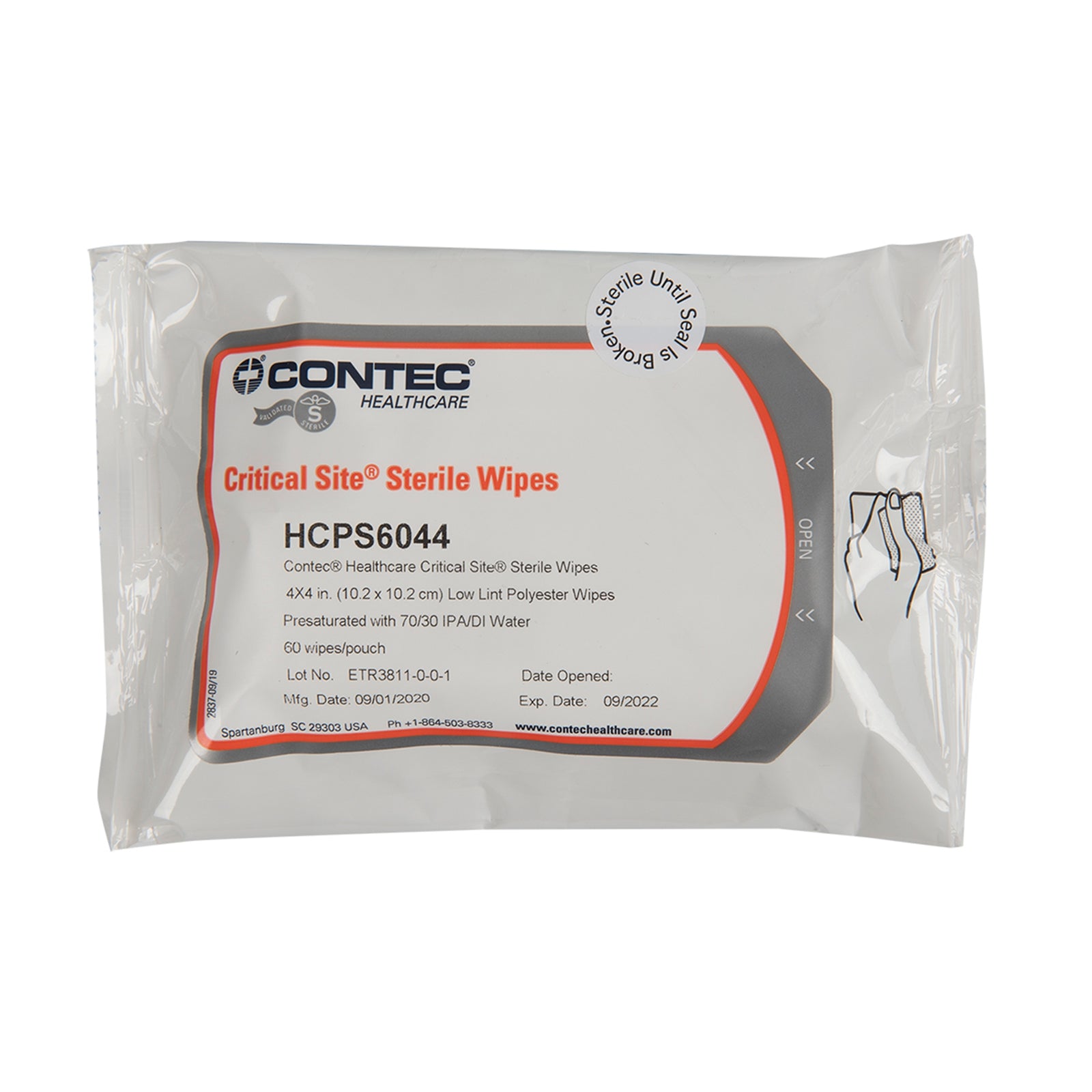 Contec Critical Site Premoistened Alcohol Based Sterile Wipes 4x4 Inch