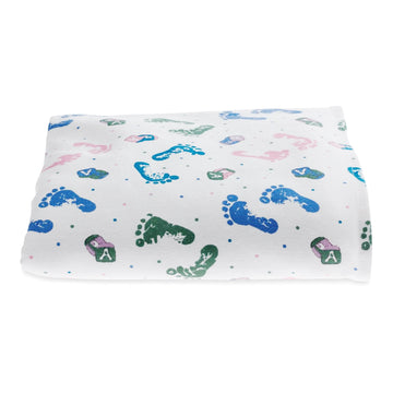 Kuddle-Up Baby Footprint Cotton Blanket