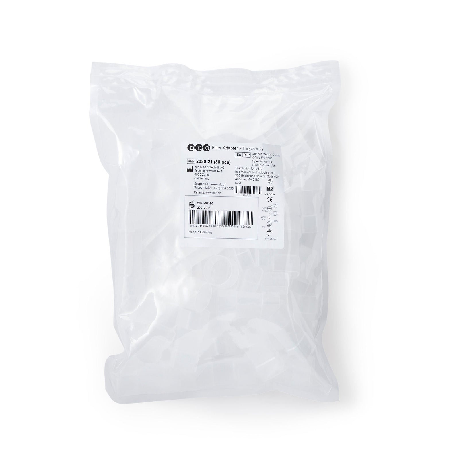 ndd Filter Adapter FT for EasyOne Air, Bag of 50