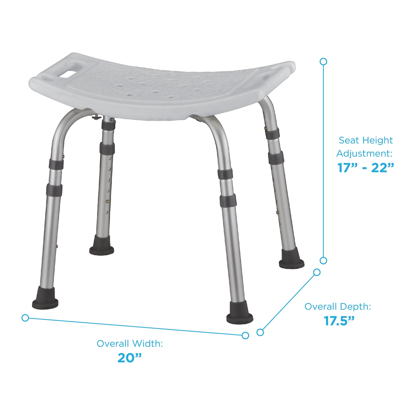 Nova Shower Chair Without Arms or Backrest - 20 Inch Seat Width