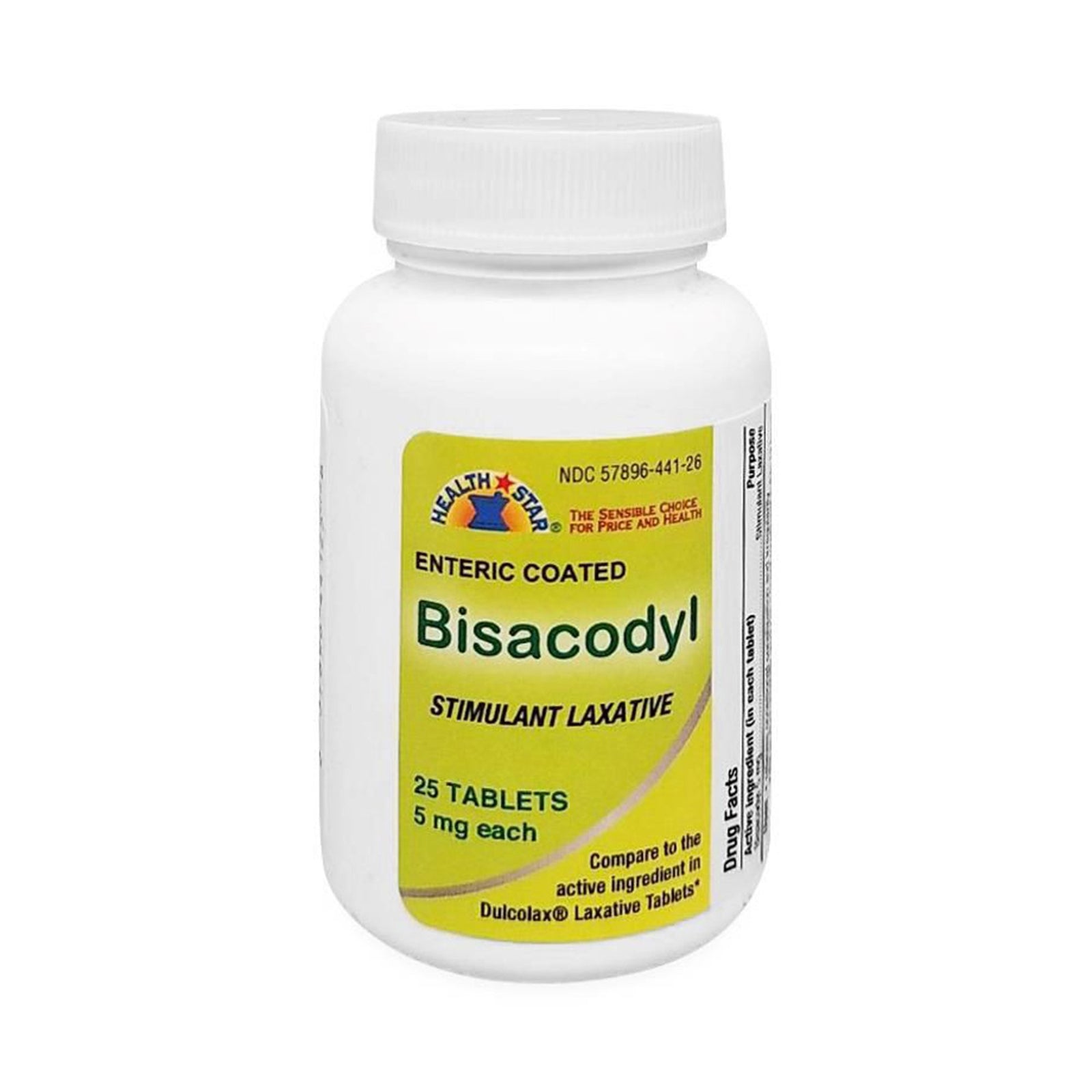 Bisacodyl USP Laxative Tablets, 25 per Bottle
