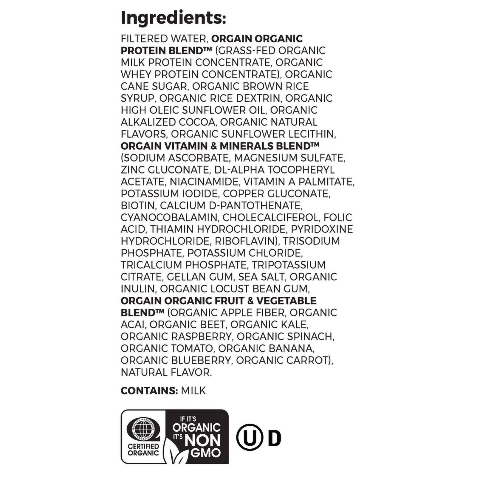 ORGAIN LLC Nutritional Shake