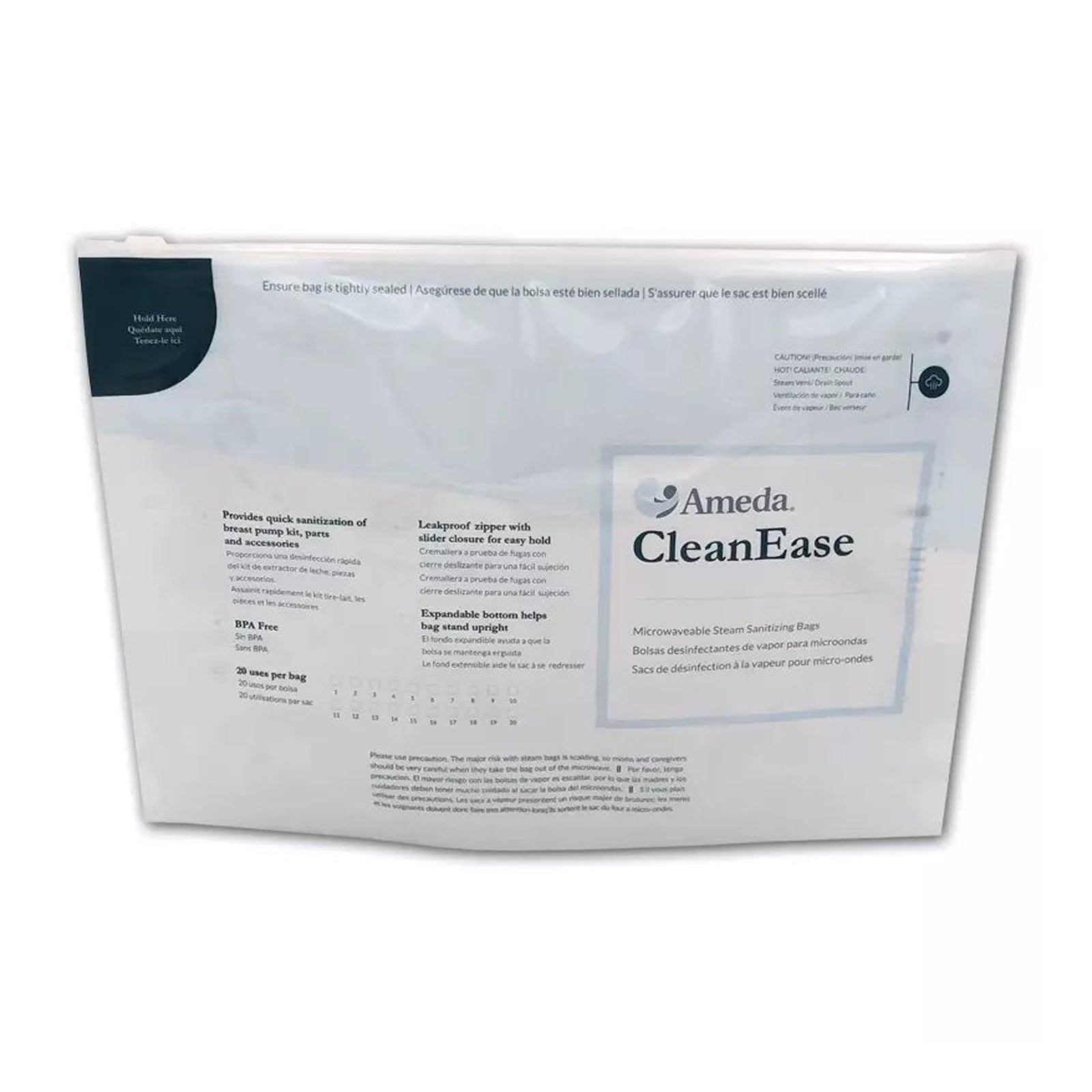 Ameda Clean Ease Microwaveable Steam Sanitizing Bag for Breast Pump Parts