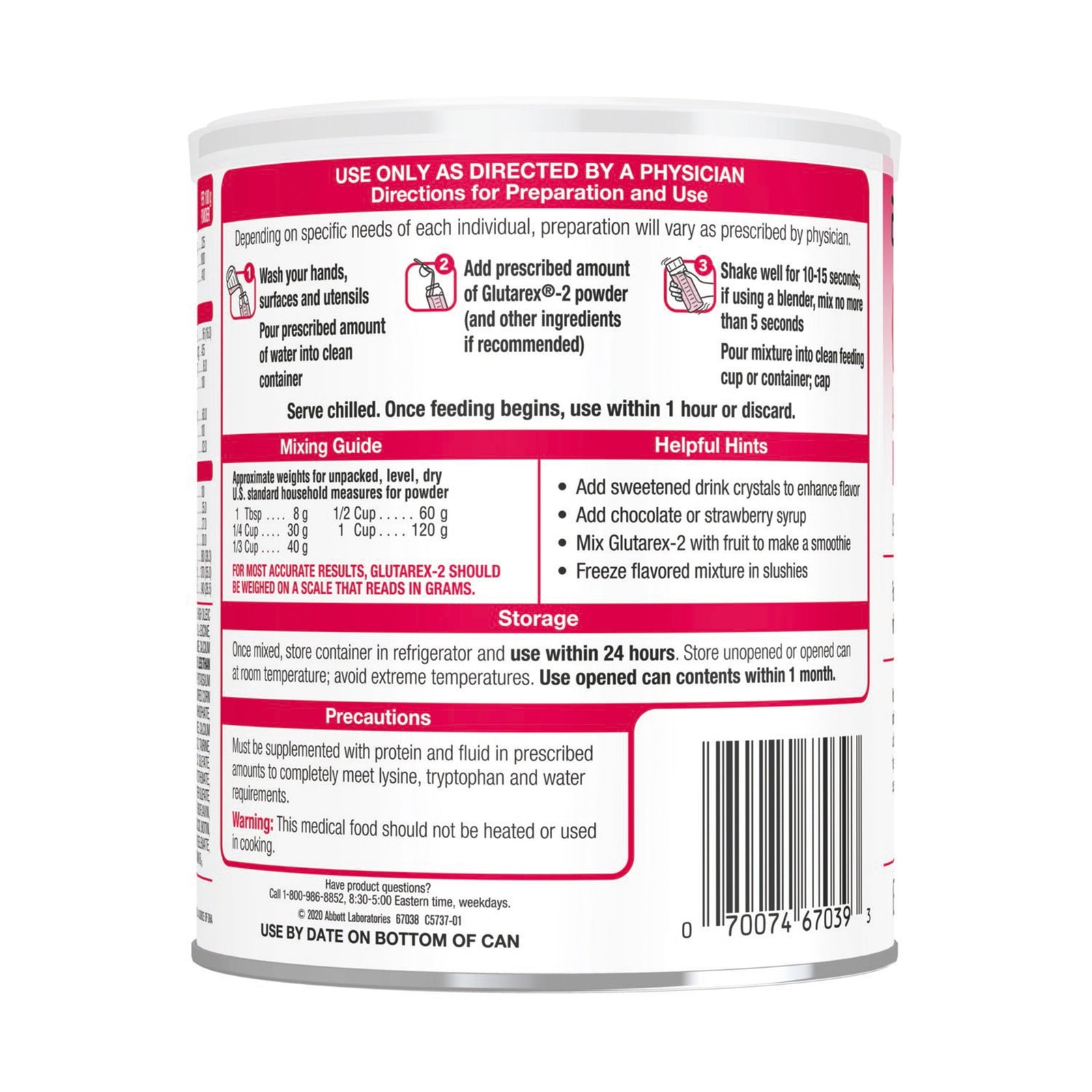 Abbott Nutrition Glutarex-2 Oral Supplement, Unflavored, 14.1 oz