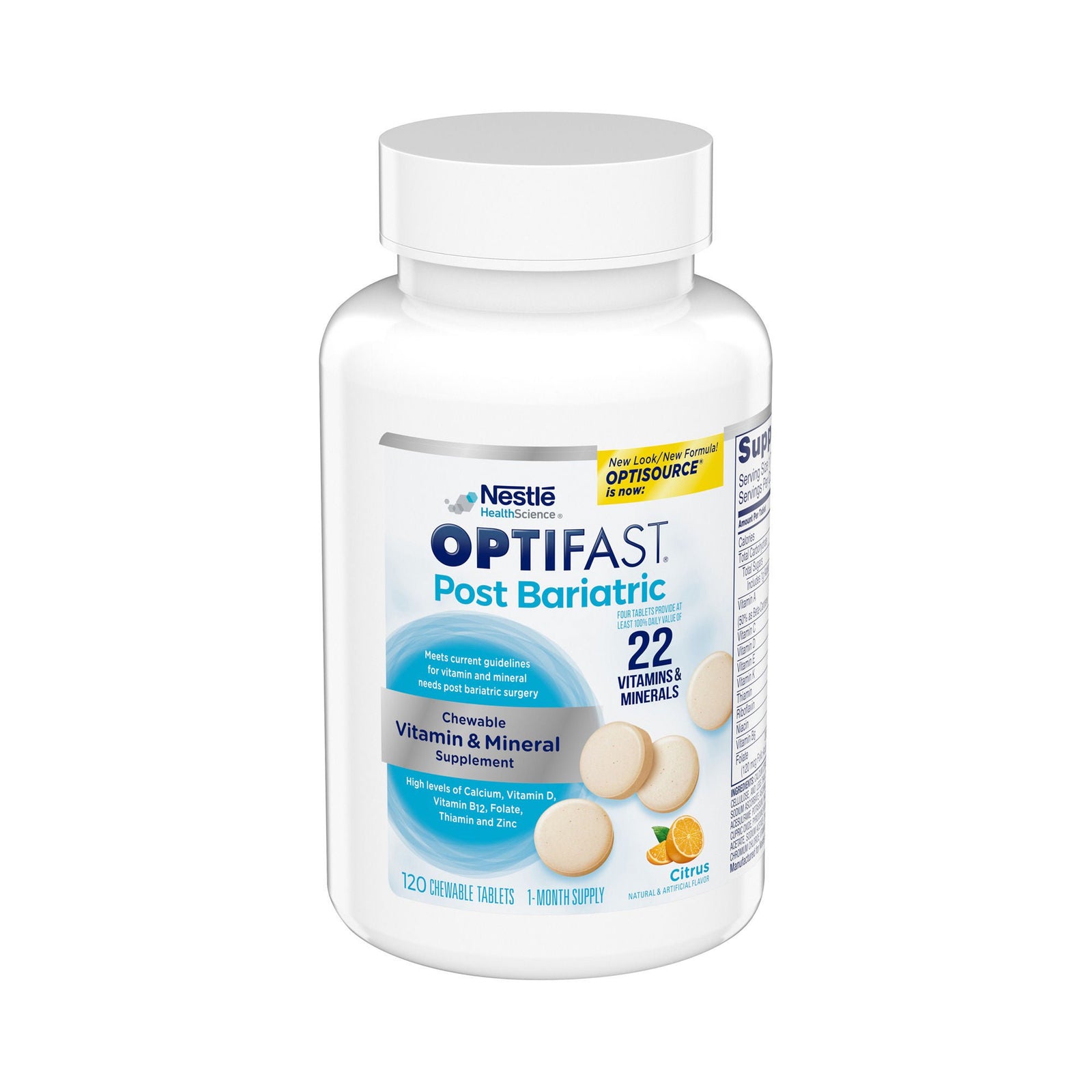 OPTIFAST Post Bariatric Chewable Vitamin & Mineral Supplement, Citrus, 120 Tablets