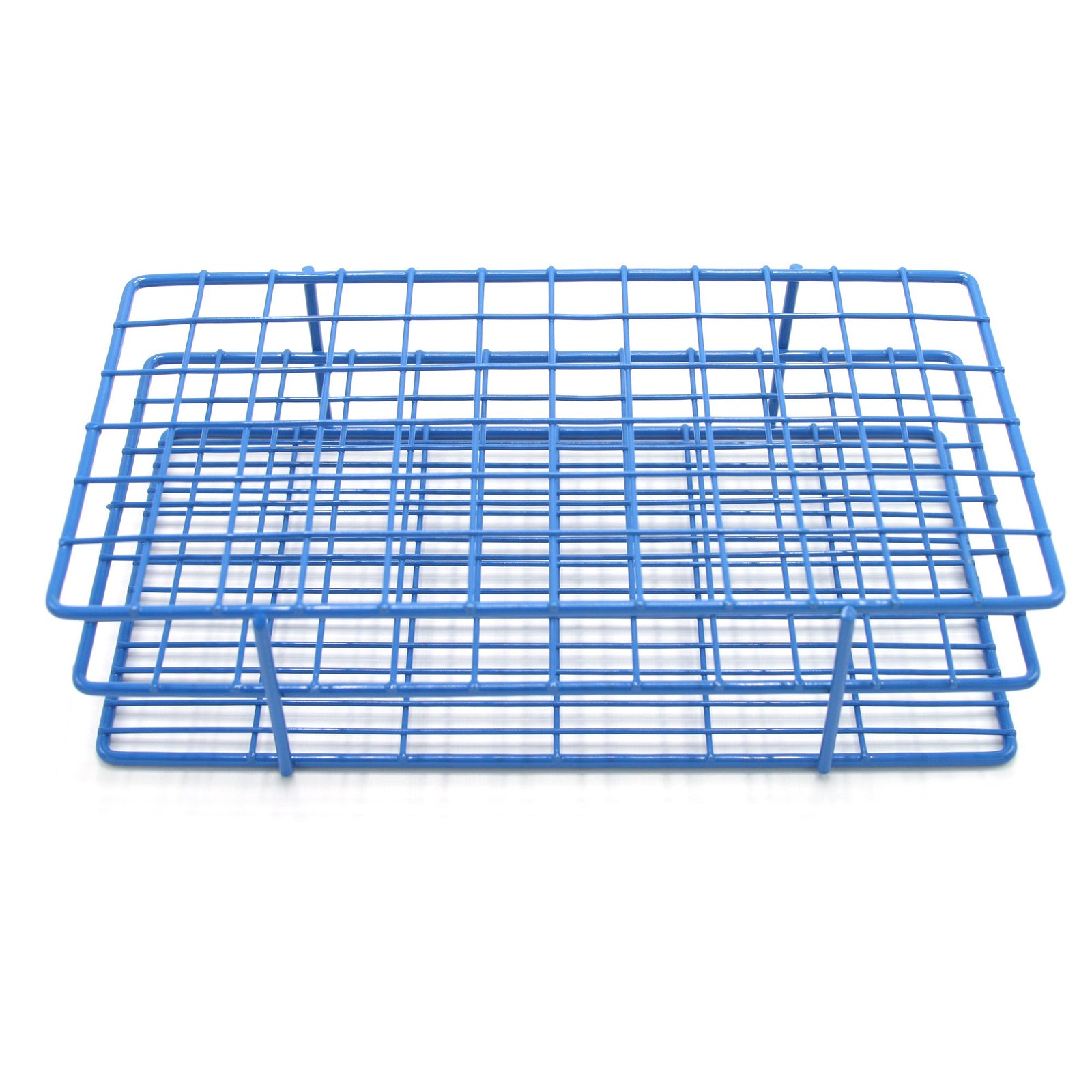 Blue HDPE Coated Wire Test Tube Rack - 72 Place for 13-16mm Tubes
