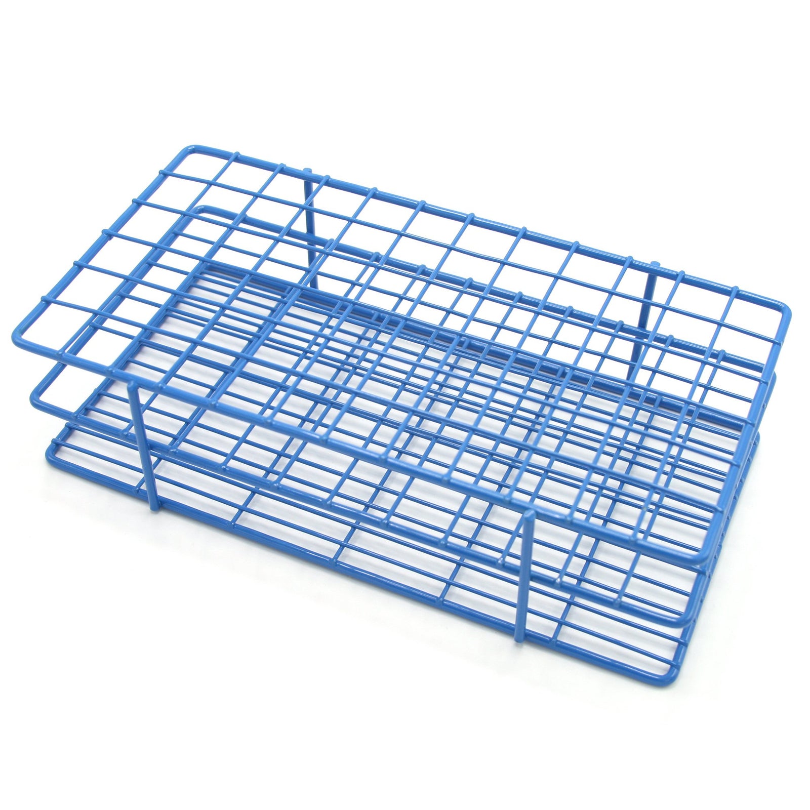 Blue HDPE Coated Wire Test Tube Rack - 72 Place for 13-16mm Tubes