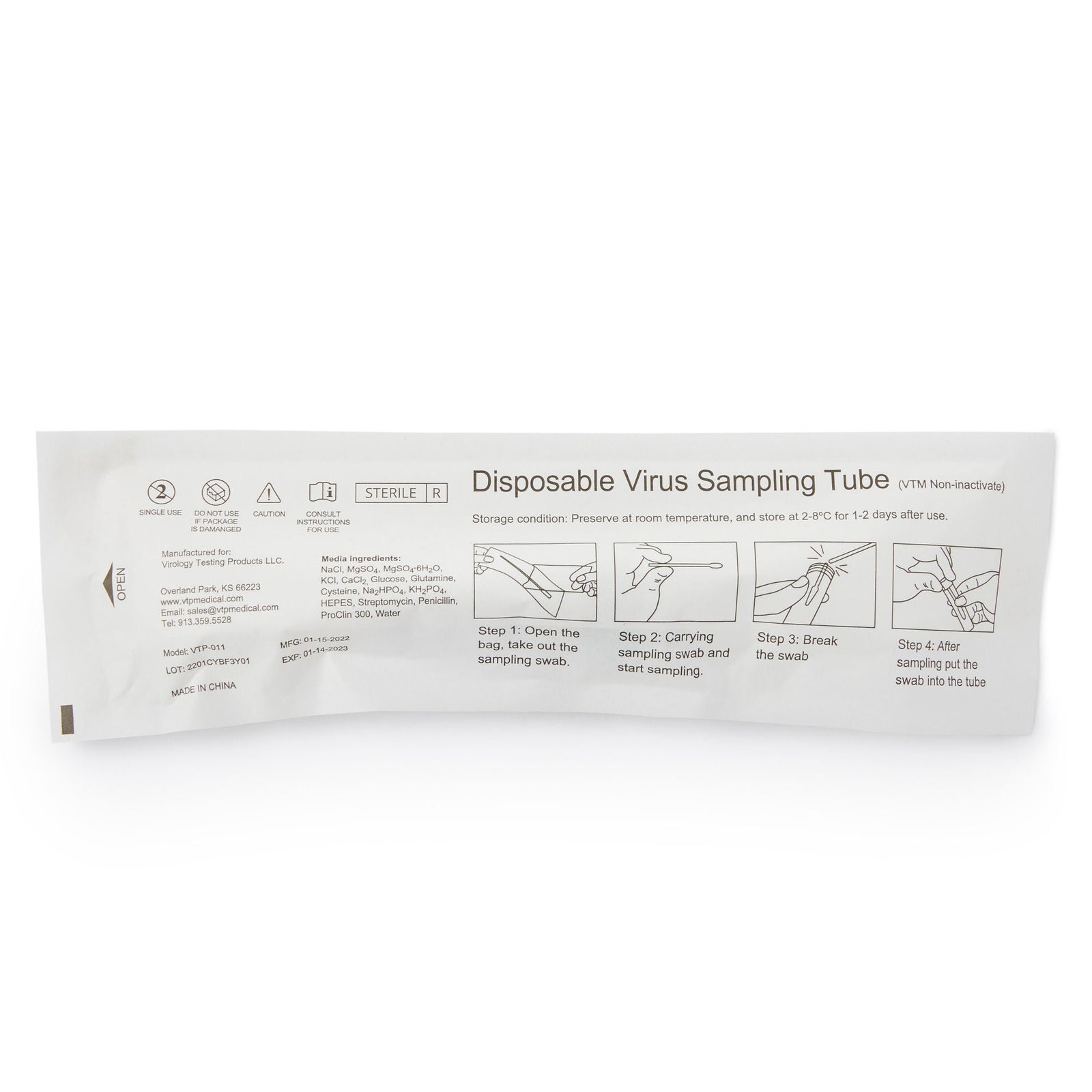 Virology Testing VTP-011 Nasopharyngeal Collection and Transport System