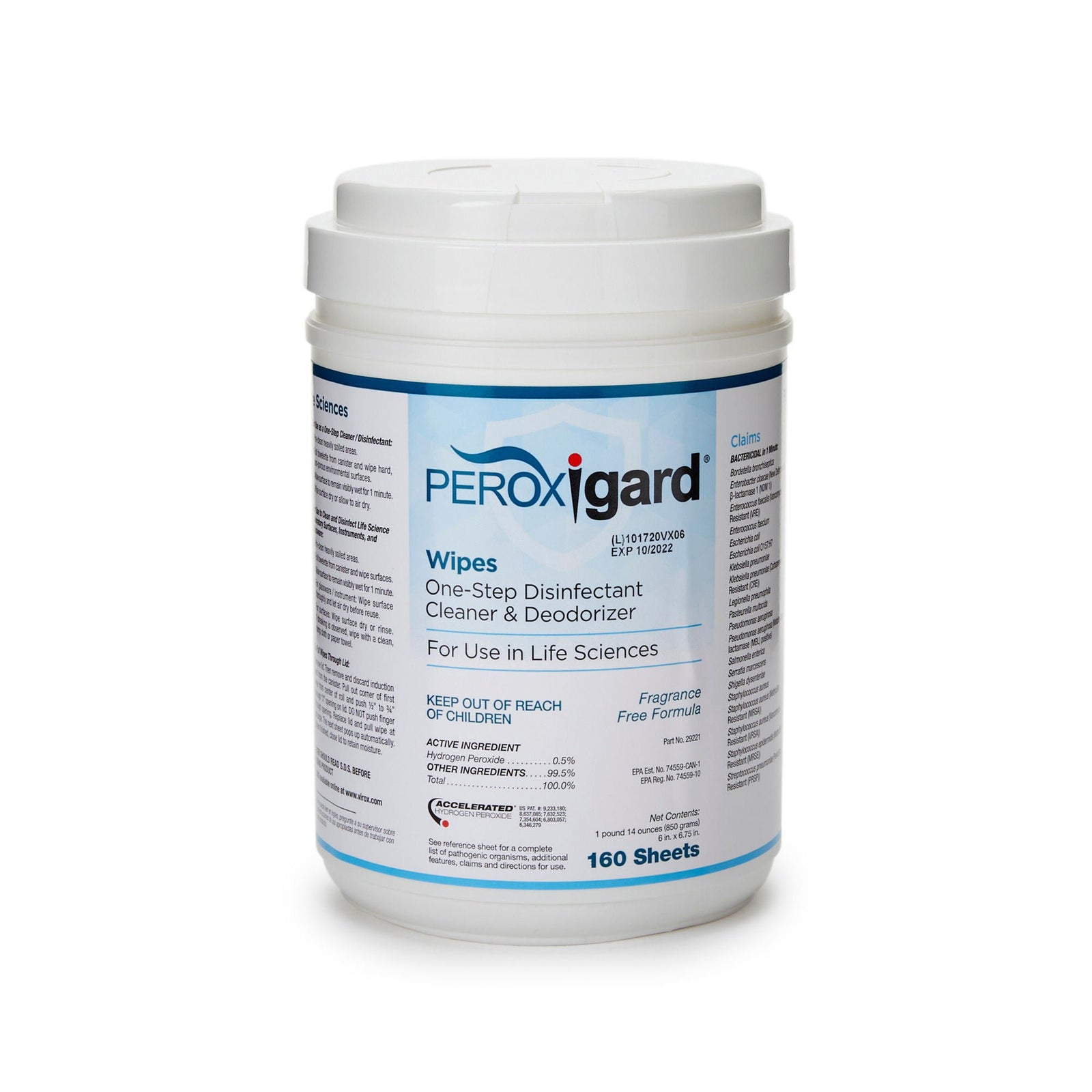 Peroxigard Hydrogen Peroxide Disinfectant Wipes, 6 x 6.75 Inch