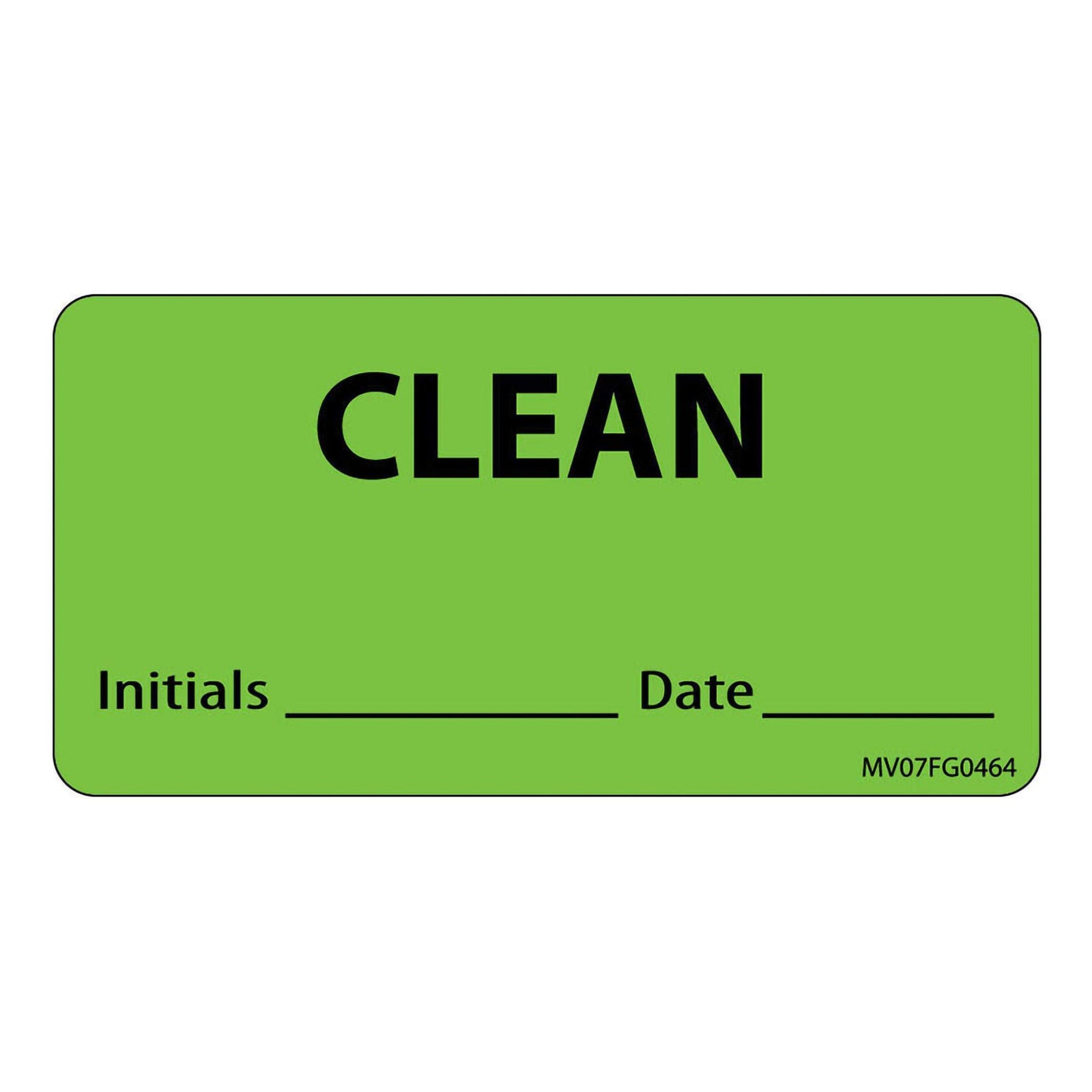 PDC Healthcare Initials Date Clean Label, Green, 2-15/16 x 1-1/2 Inch
