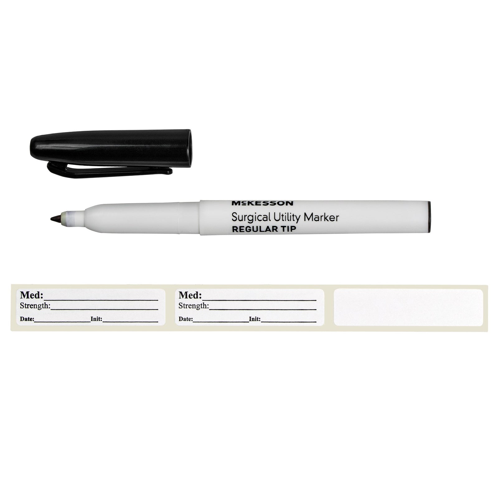 McKesson Permanent Black Ink Sterile Medical Utility Marker with Labels - Box of 50