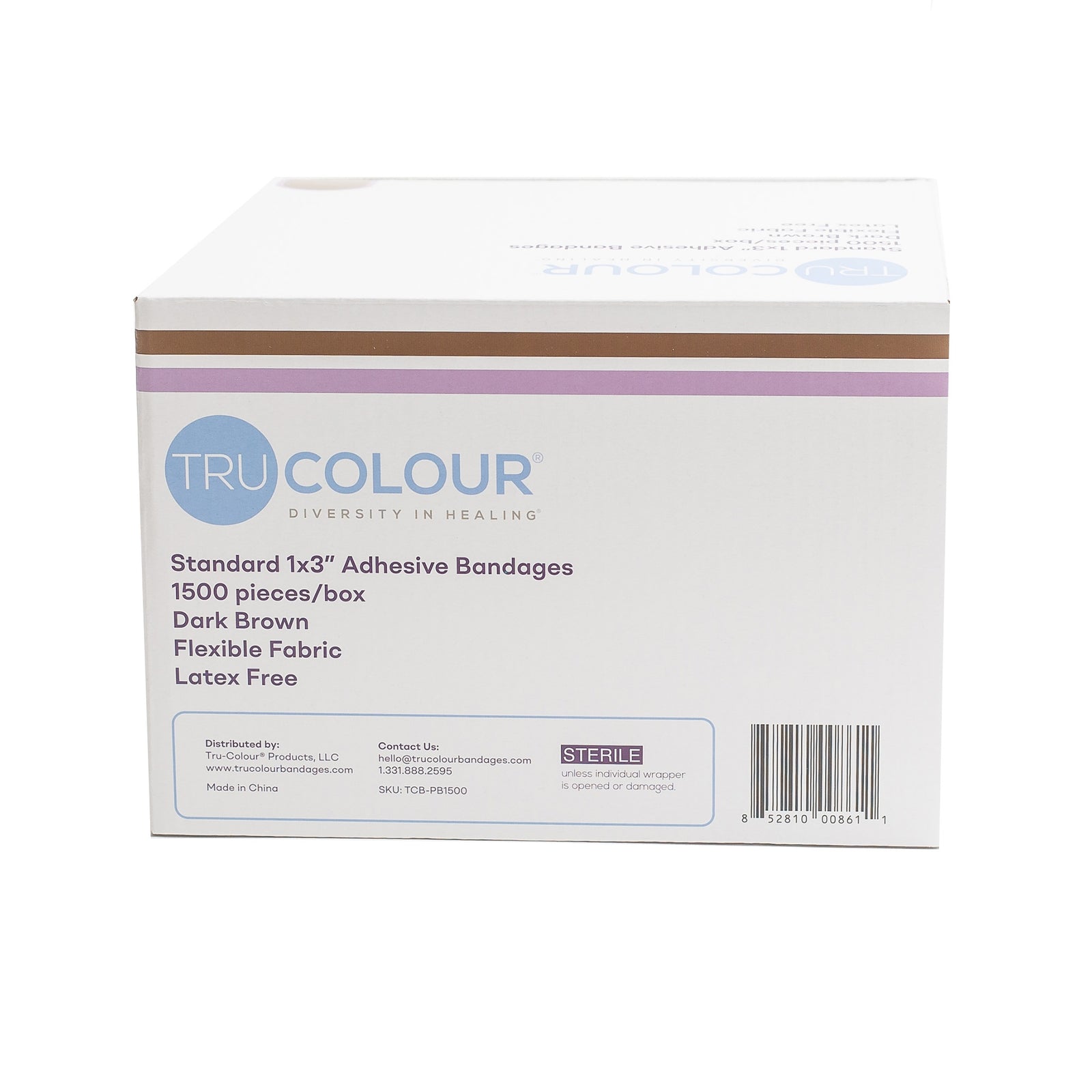 Tru-Colour® Dark Brown Fabric Adhesive Strip 1 x 3 Inch Sterile