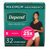 Depend Maximum Absorbency Female Incontinence Underwear Blush Small