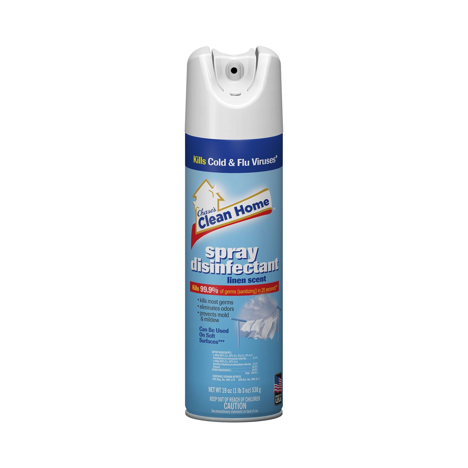 Chase's Clean Home Disinfectant Spray, Linen Scent, 19 oz