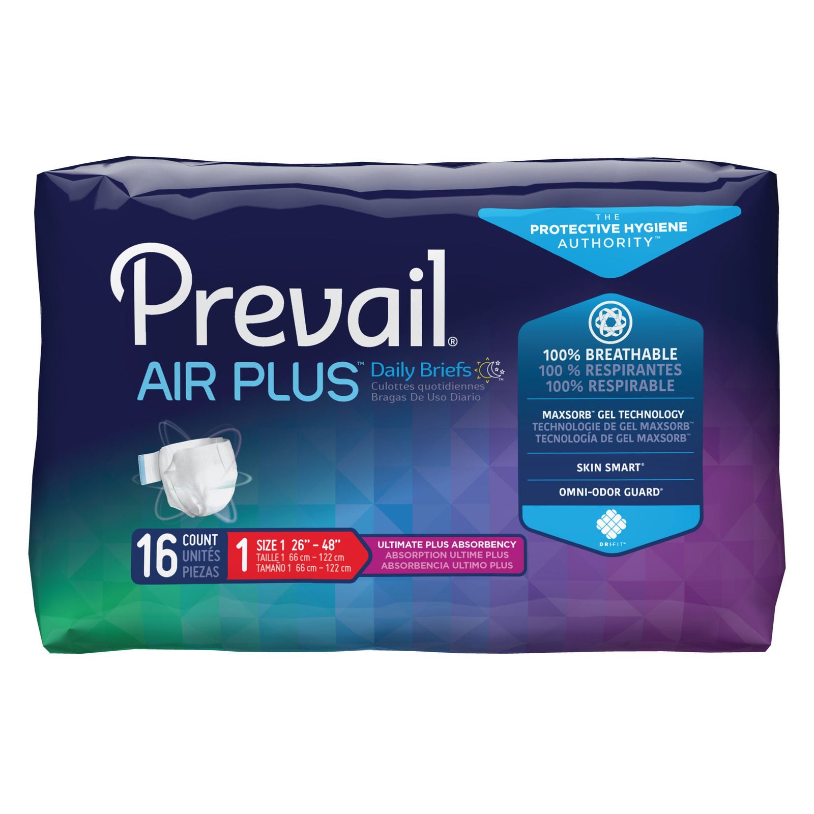 Prevail Air Plus Brief, Size 1 Medium, 26–48 Inch