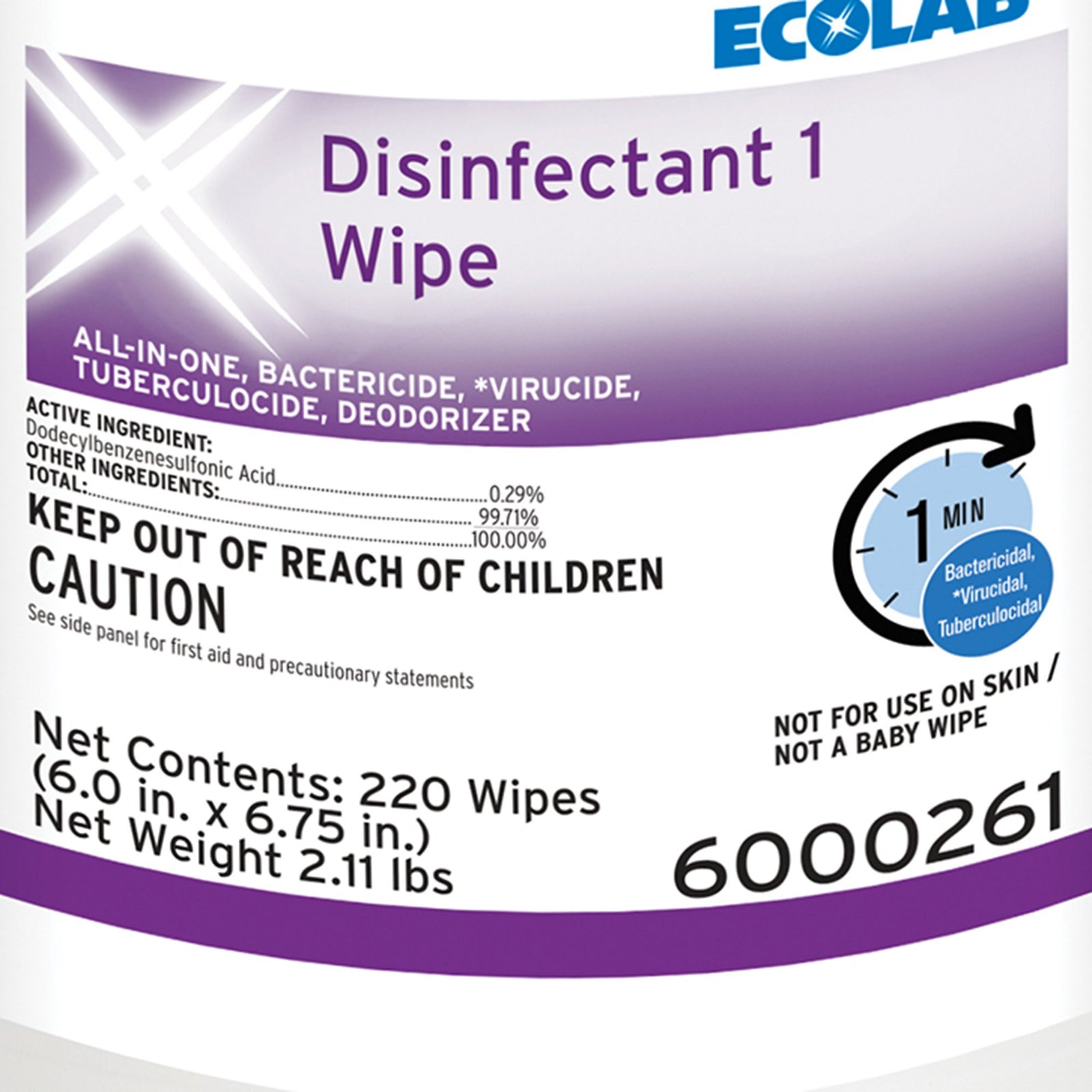 Ecolab Disinfectant 1 Surface Disinfectant Wipes
