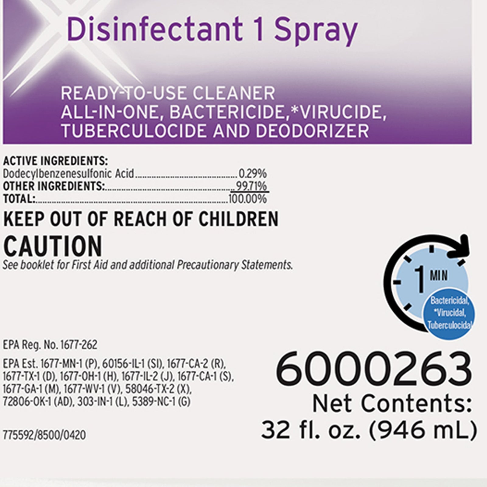 Ecolab Disinfectant 1 Surface Disinfectant Cleaner