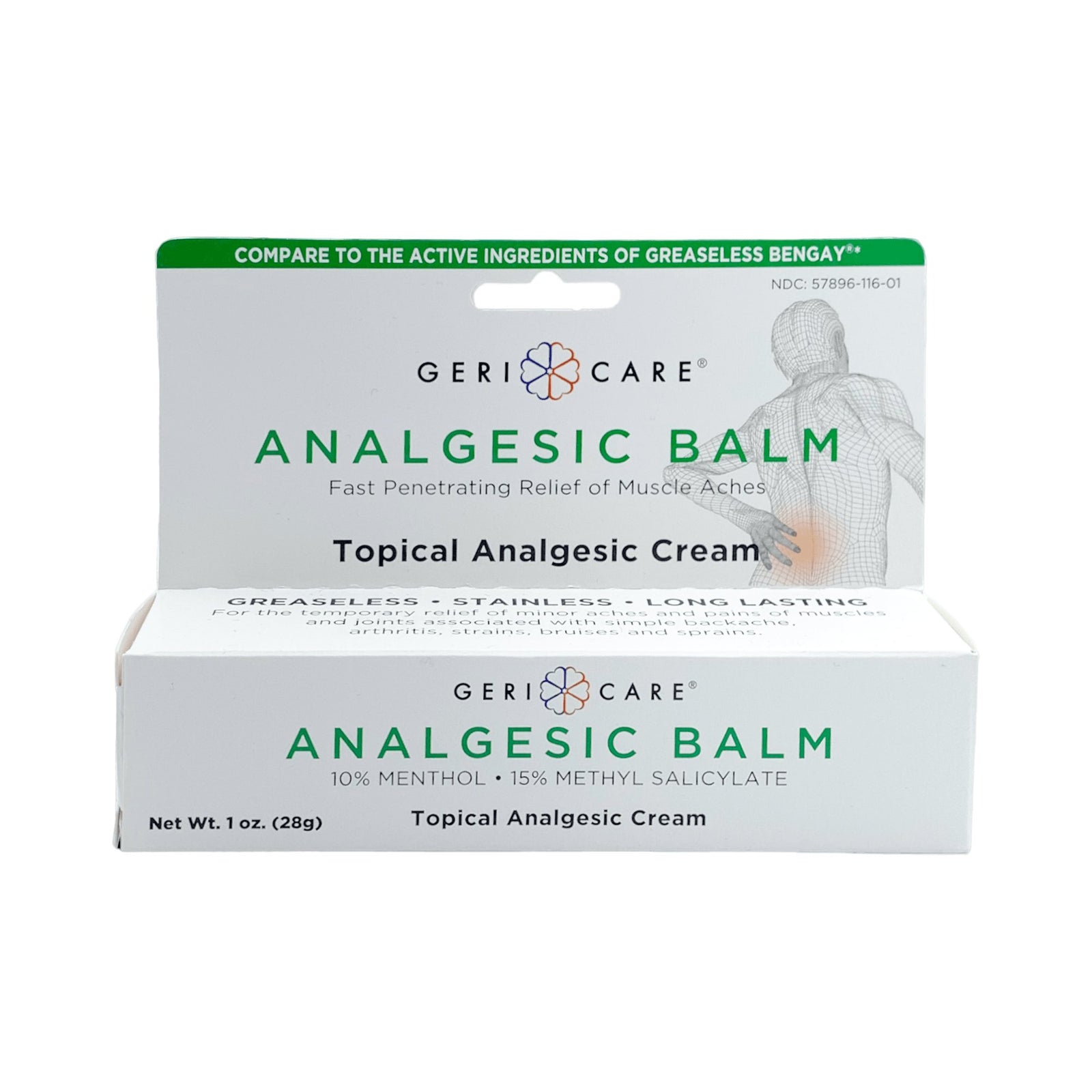 Geri-Care Topical Pain Relief Cream 1 oz Tube