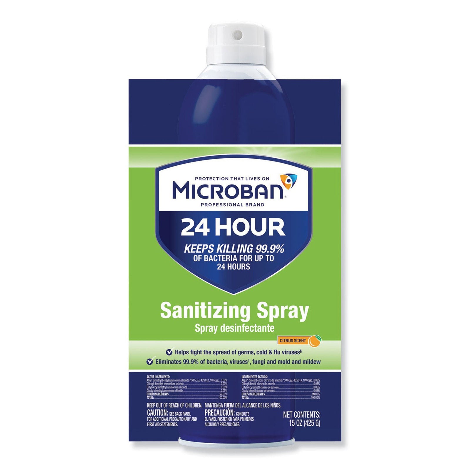 Microban 24-Hour Citrus Sanitizing Spray, 15 oz