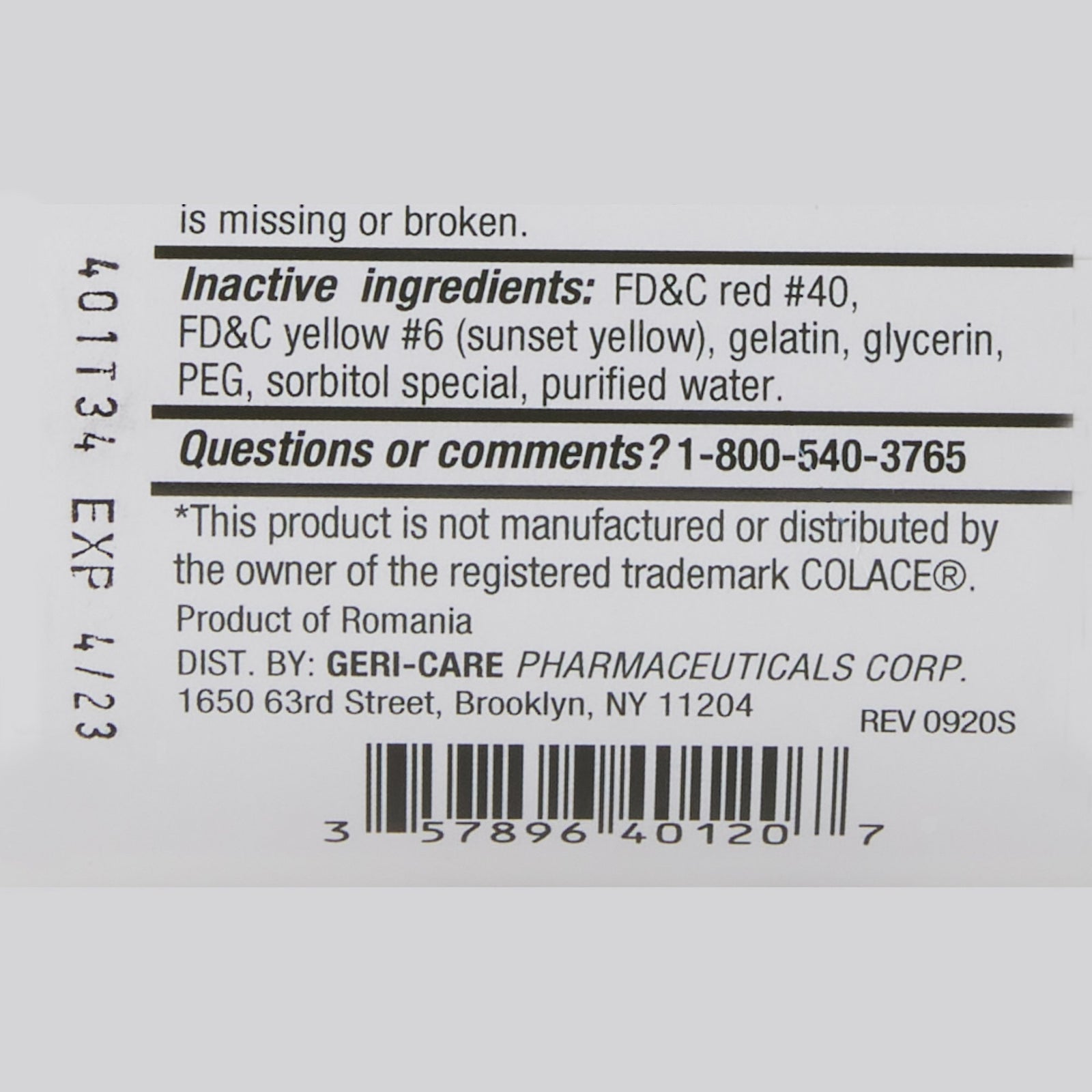 Geri-Care Stool Softener Softgels 100 mg Docusate Sodium