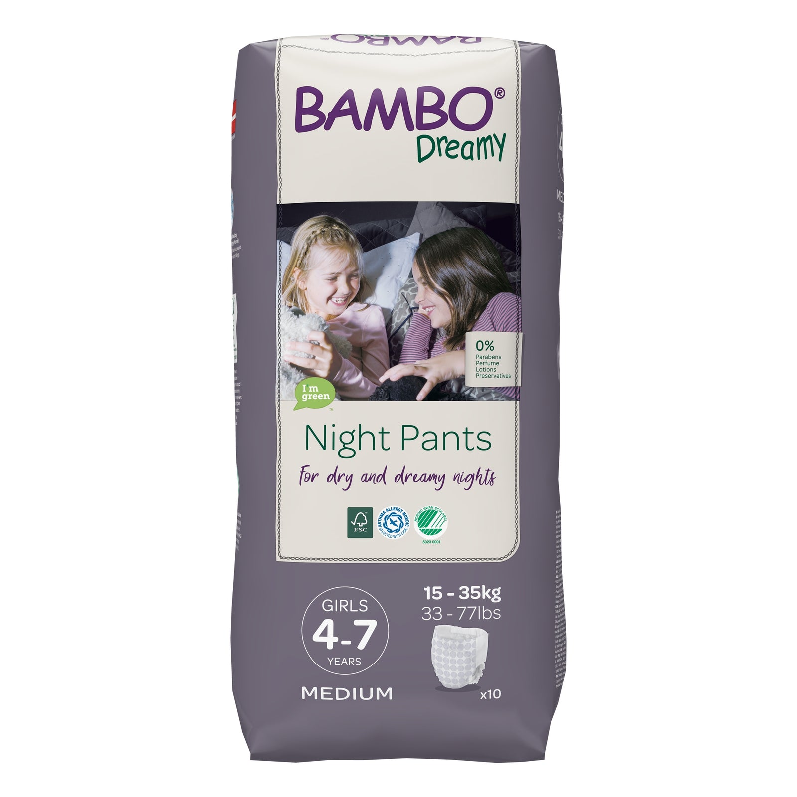 ABENA Bambo Dreamy Night Training Pants for Girls, 4–7 Years