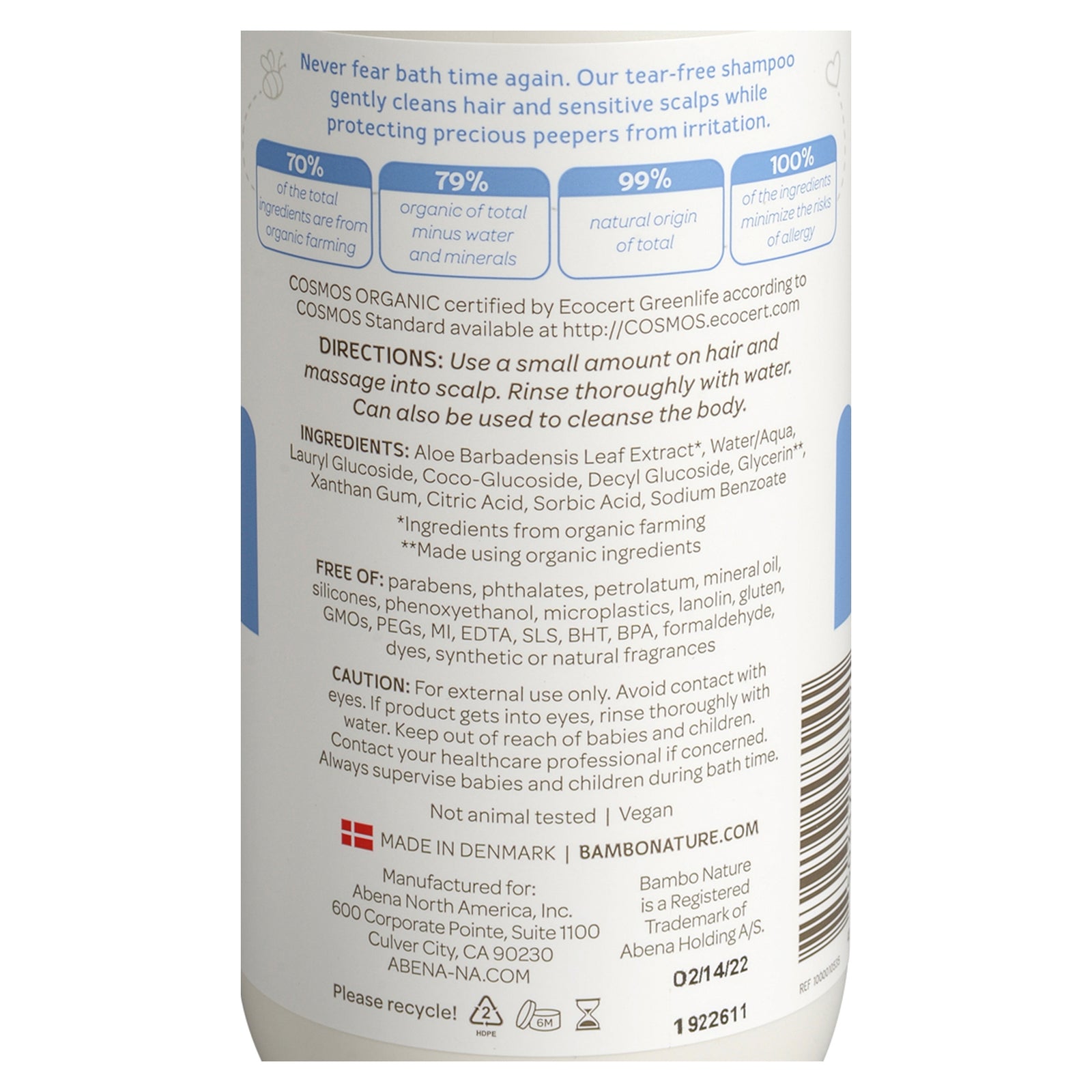 Bambo Nature Tear Clear Baby Shampoo 16.9 oz Pump Bottle