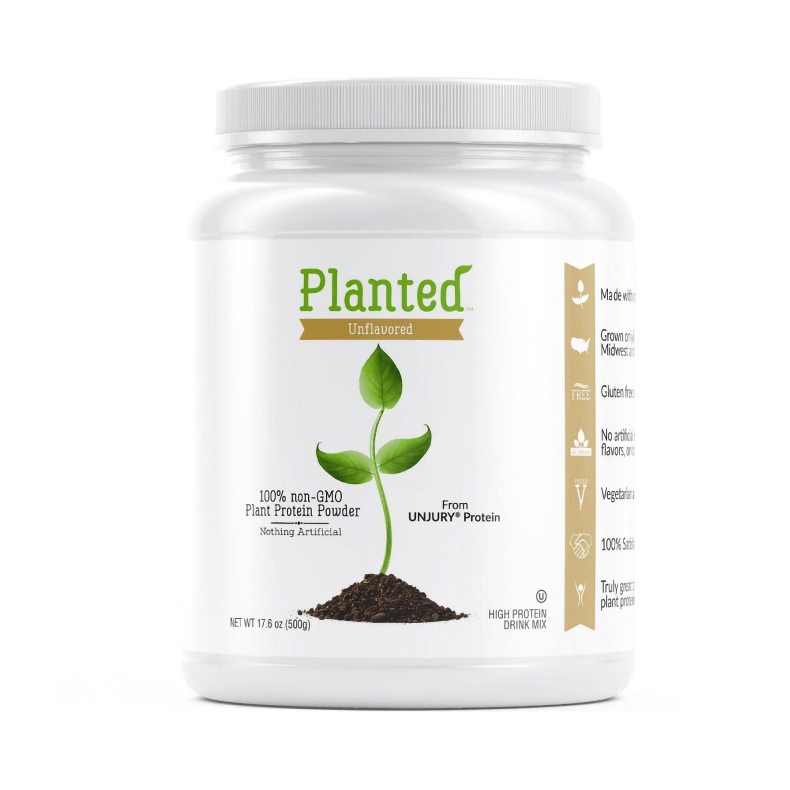 UNJURY Planted Unflavored Plant Protein Powder, 17.6 oz