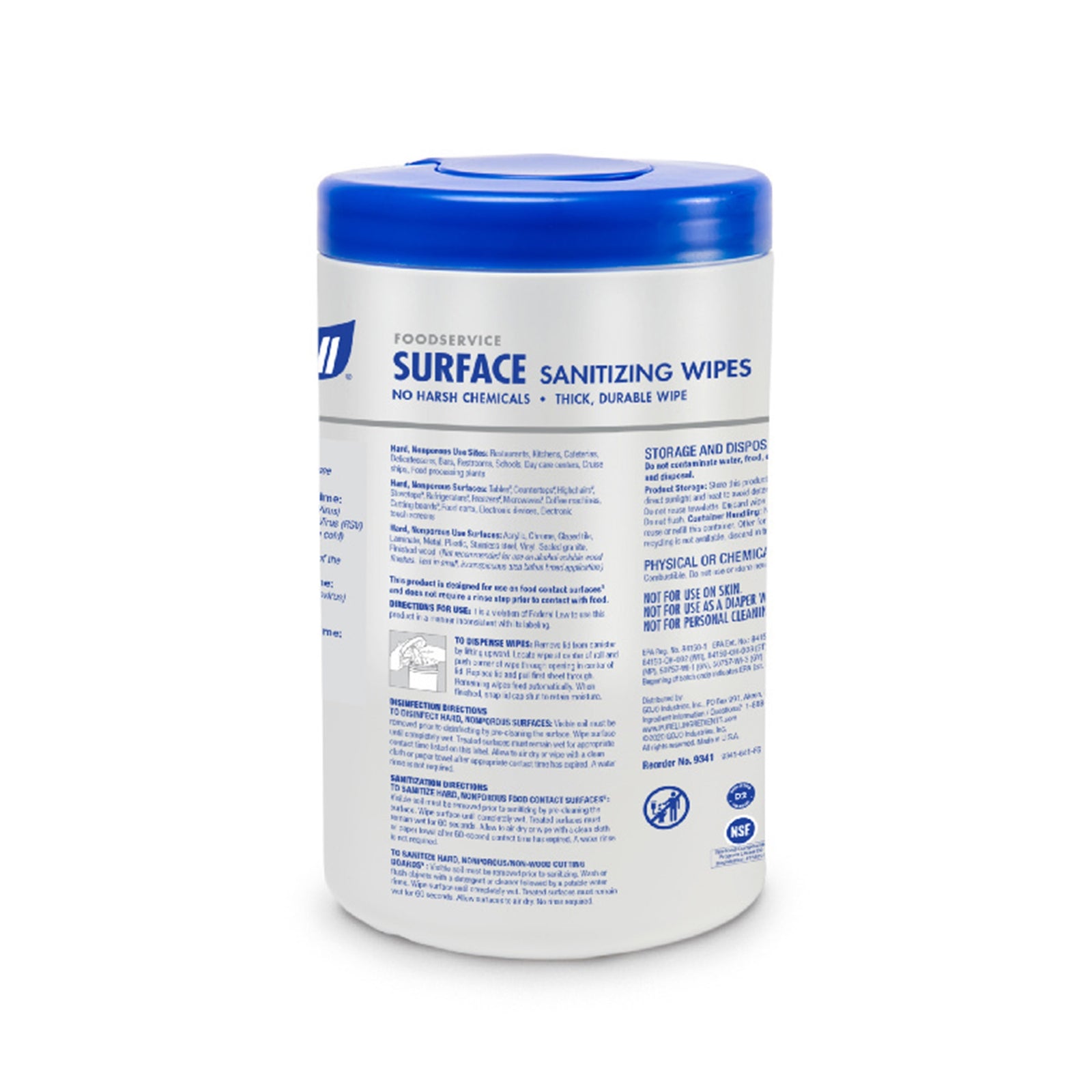 Purell Food Service Surface Sanitizing Wipes - 110 Count Canister