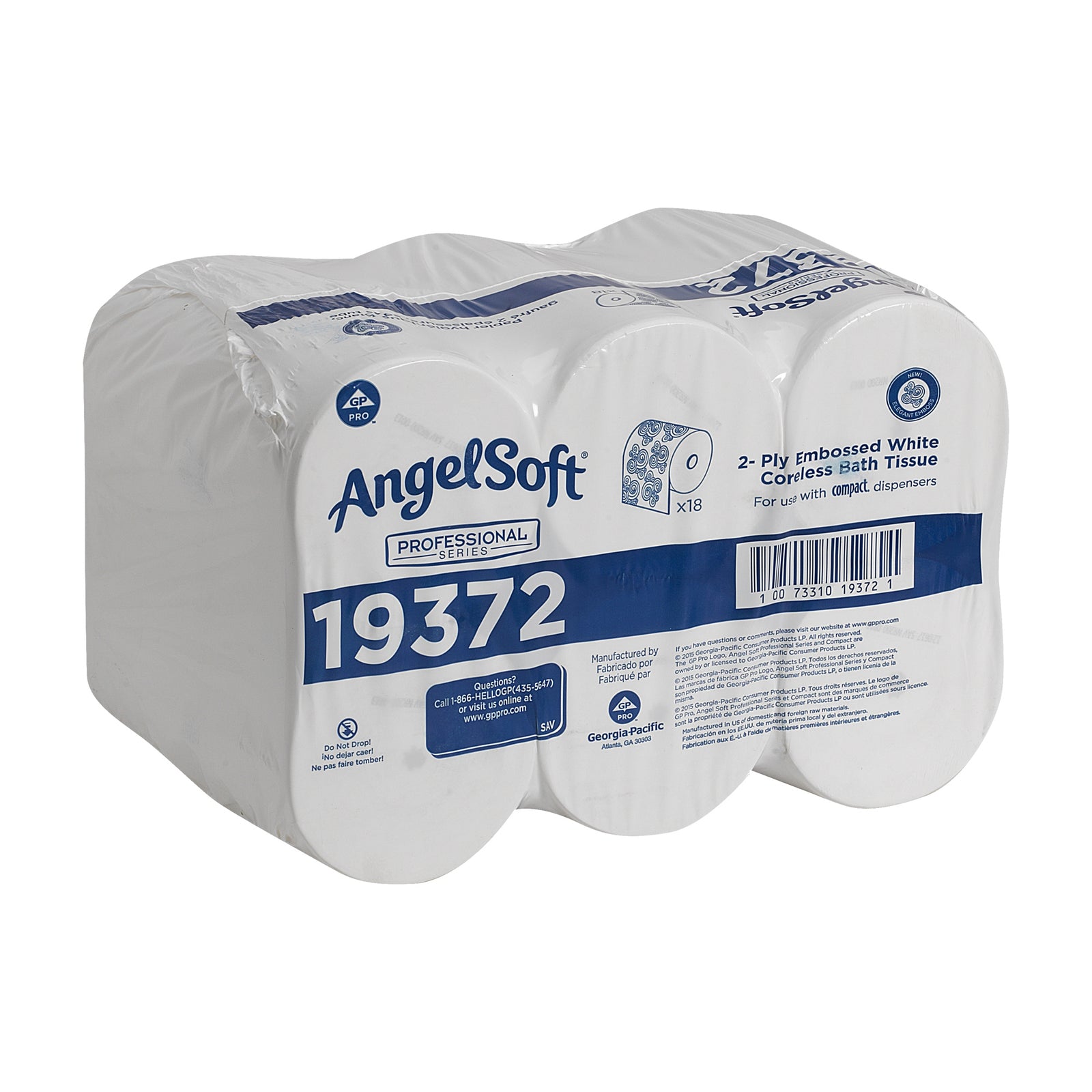 Georgia Pacific Angel Soft Coreless Compact Toilet Tissue, Case of 18