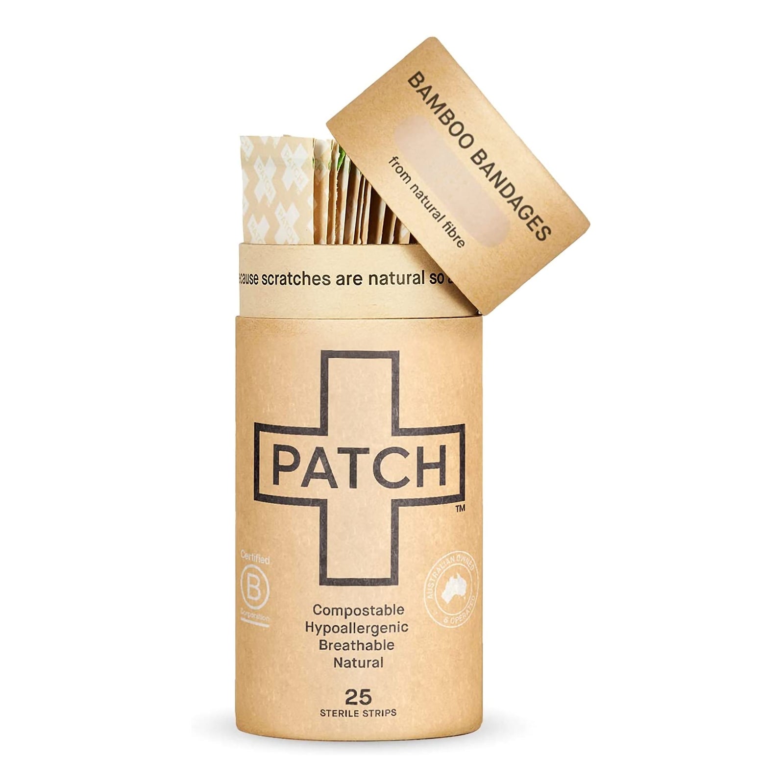 Adhesive Strip Patch Bamboo Tan 3/4 x 3 Inch Sterile
