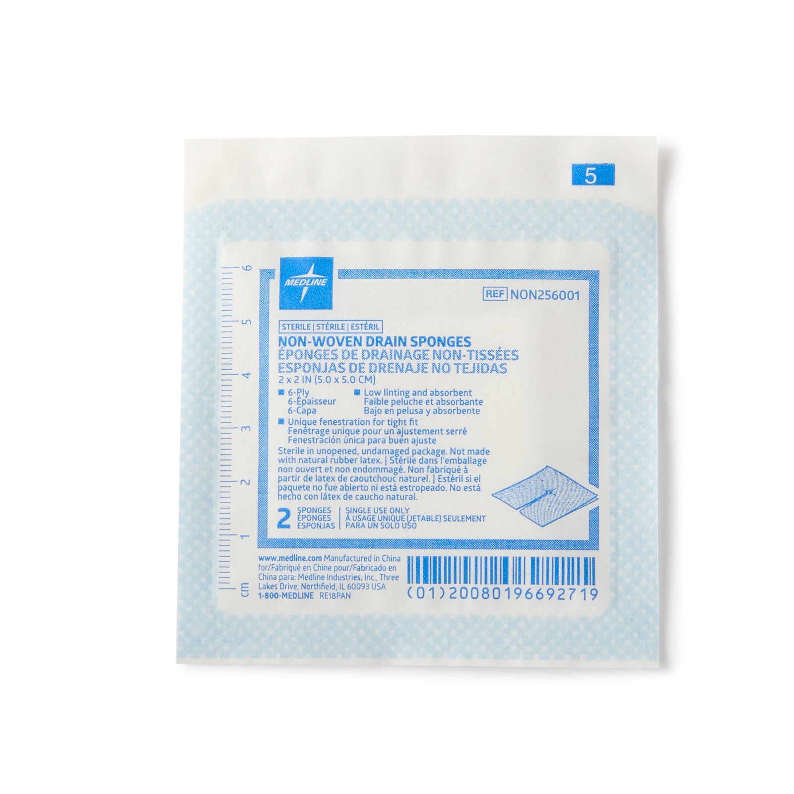 Medline I.V. Sponge 2 x 2 Inch 6-Ply Sterile