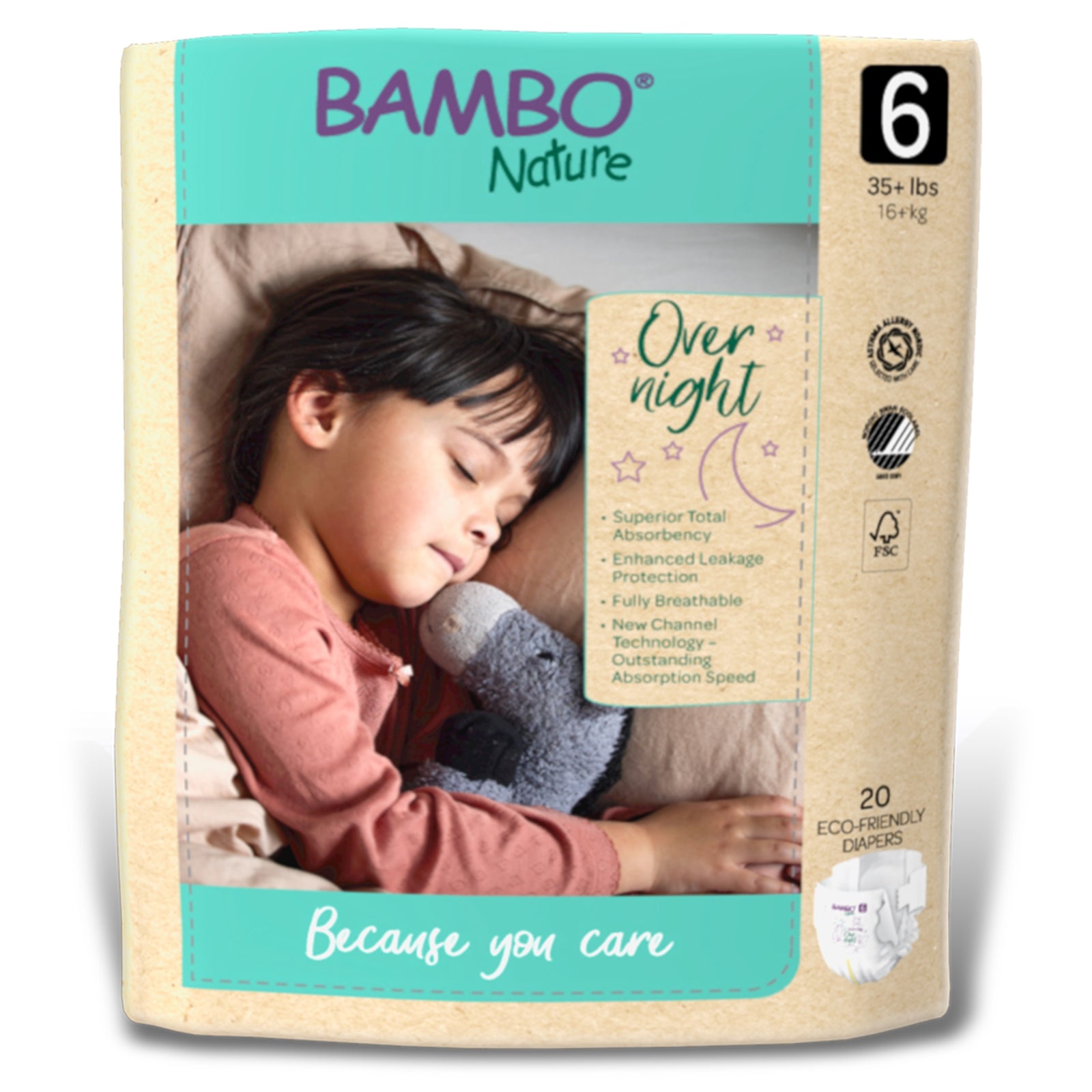 ABENA Bambo Nature Overnight Diapers, Size 6