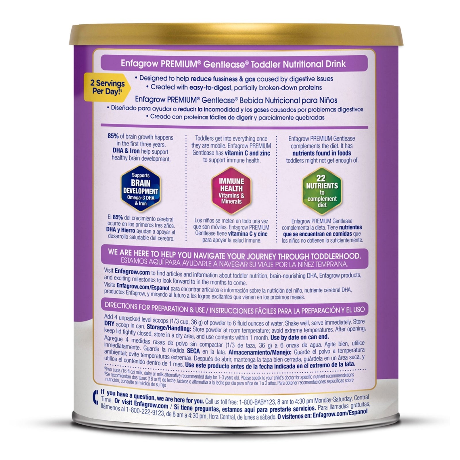 Enfagrow Premium Gentlease Toddler Unflavored Powder Supplement 29.1 oz