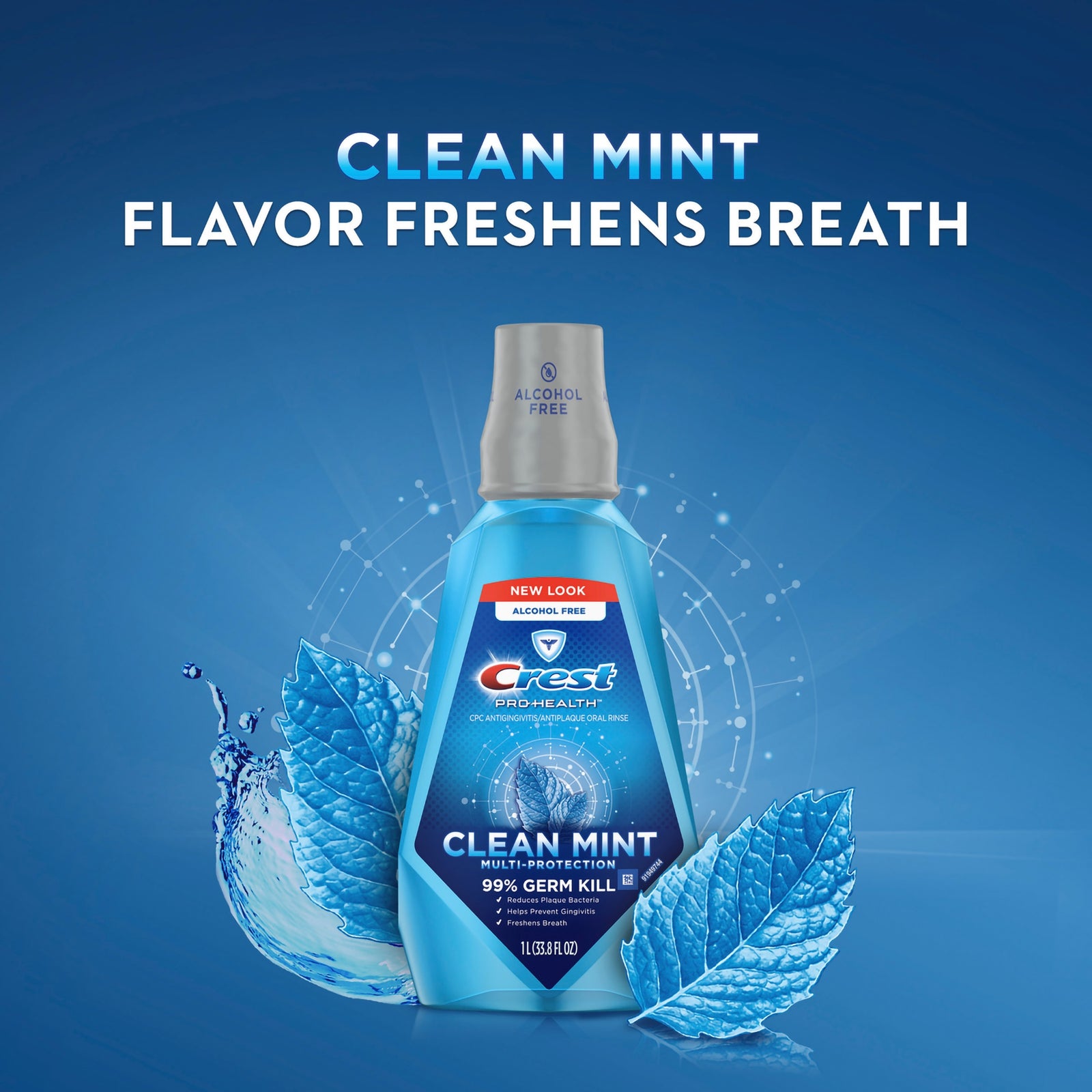 Crest Pro-Health Alcohol-Free Mouthwash 500 mL Clean Mint