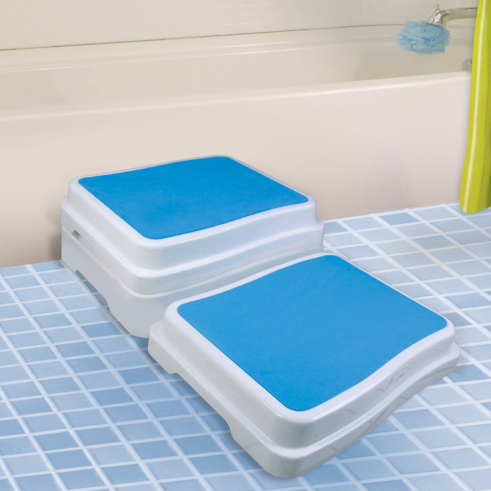 White Plastic Bath Step Stool with 4 Inch Height