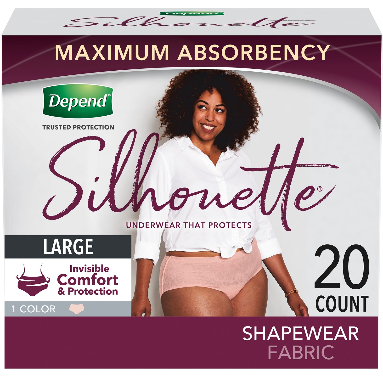 Depend Female Incontinence Underwear Pink Large