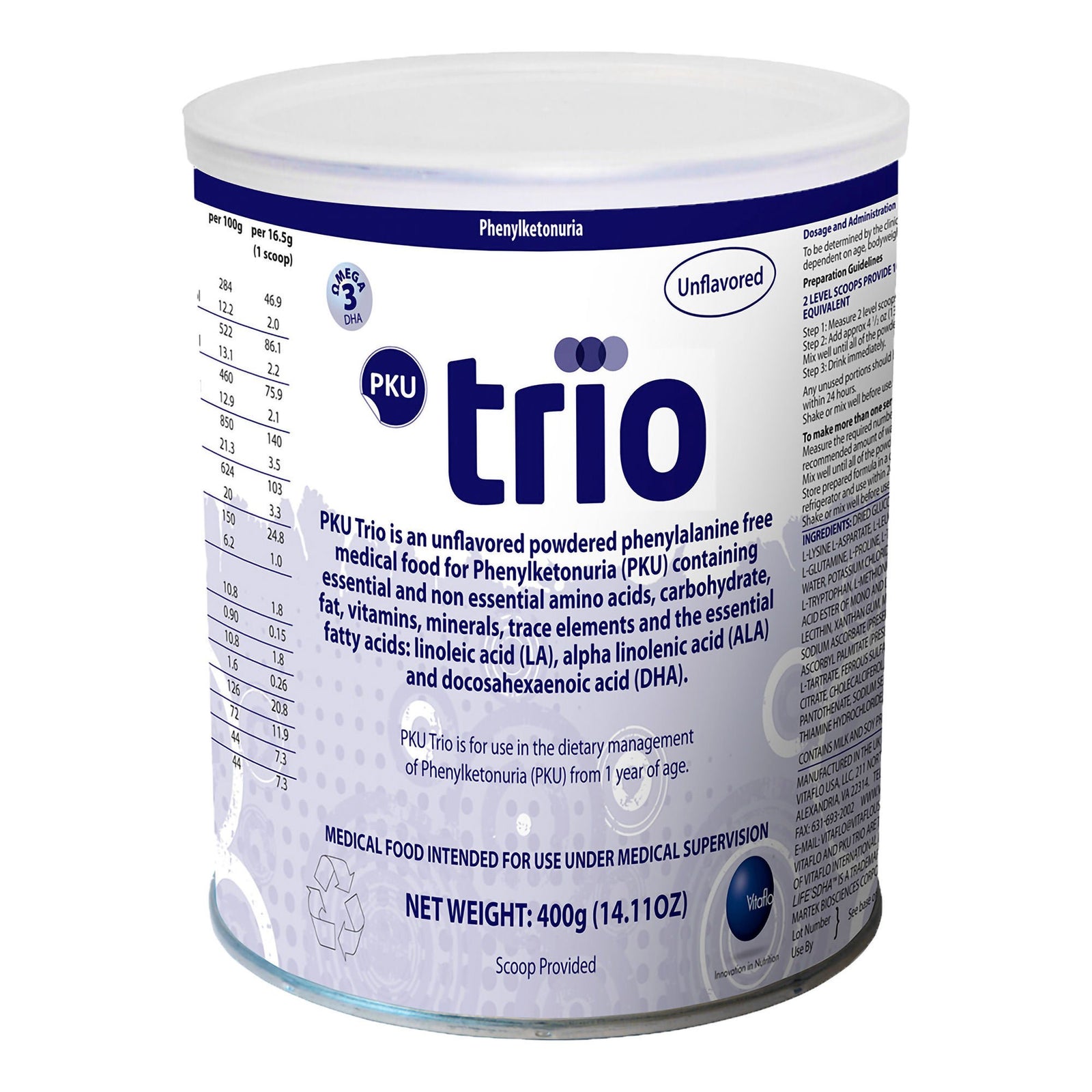 Vitaflo PKU Trio Unflavored Medical Food, 400 g