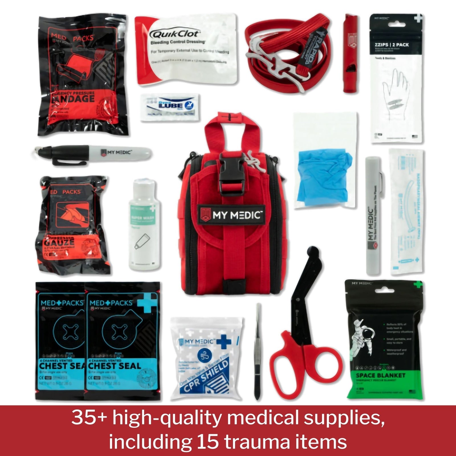 My Medic TFAK Trauma First Aid Kit in Red Nylon Bag