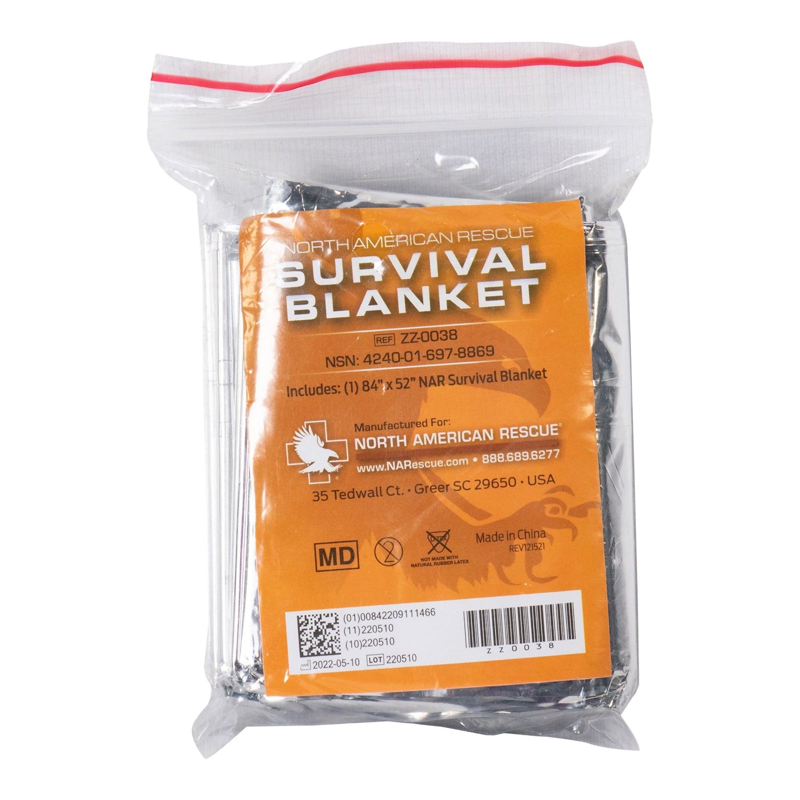 North American Rescue Emergency Blanket 56 x 84 Inch