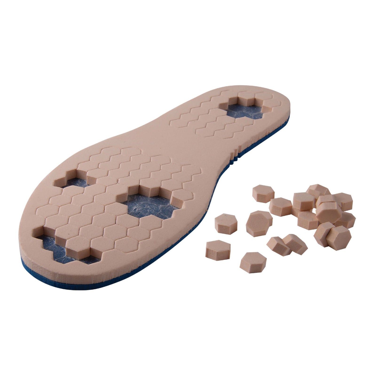 PediFix PressureOFF High Protection System 9 Wide Offloading Insole - Women 11-12.5/Men 10-11.5, Blue/Tan